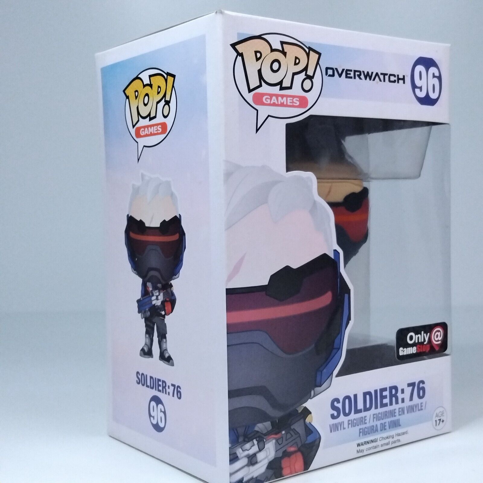 Funko Pop! Games Overwatch Soldier:76 Gamestop Exclusive #96 FADED BOX FRONT