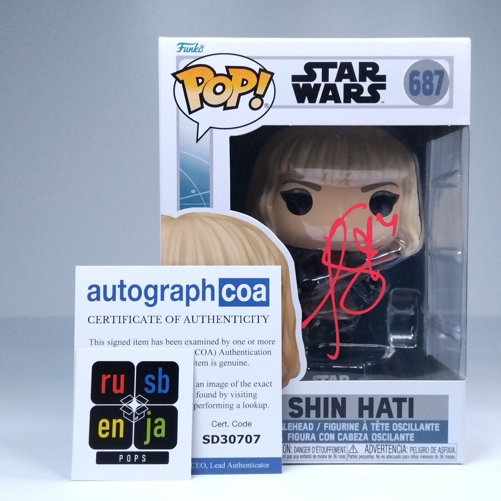 Funko Pop! Star Wars Ahsoka Shin Hati Signed Ivanna Sakhno COA #687 WS