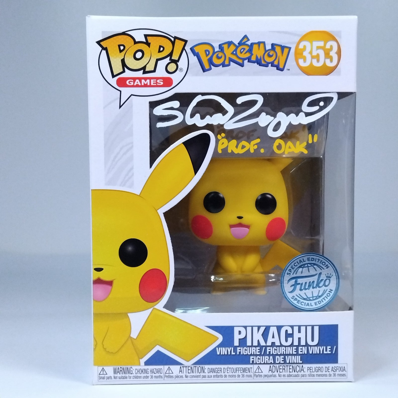 Funko Pop! Games Pokemon Pikachu Signed Professor Oak Stuart