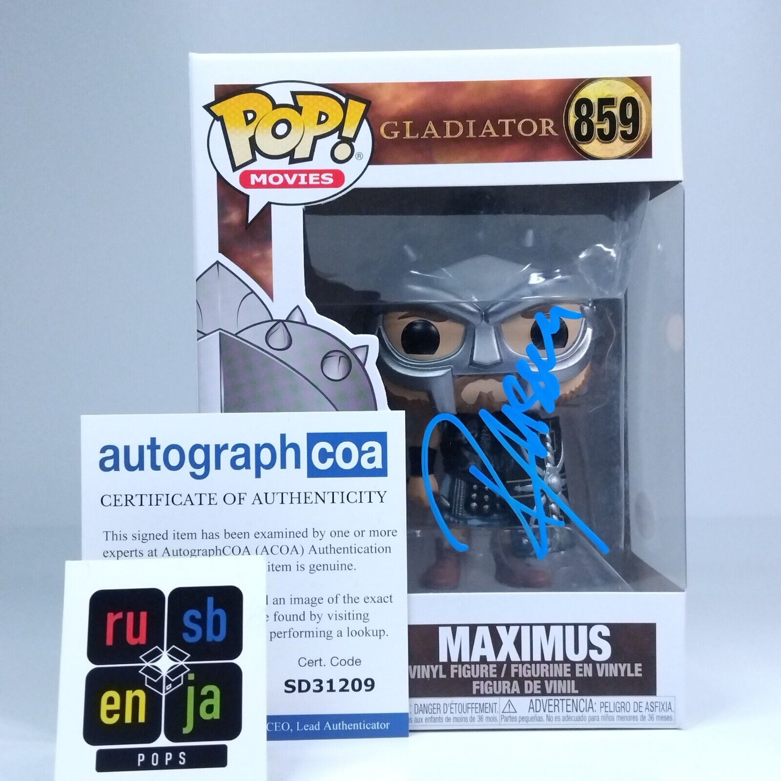 Funko Pop! Movies Gladiator Maximus Signed Russell Crowe COA #859 WS