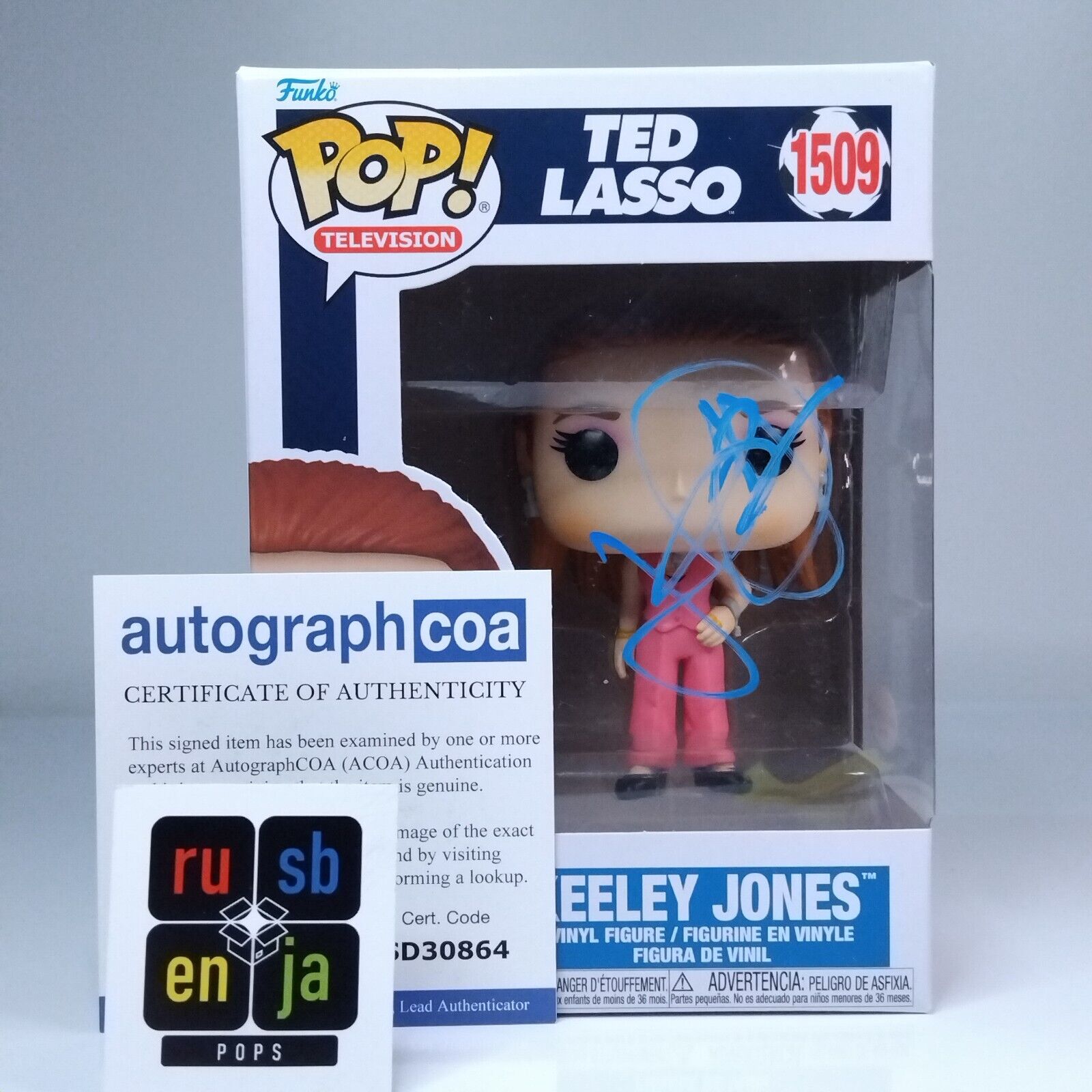 Funko Pop! TV Ted Lasso Keeley Jones Signed Juno Temple COA #1509 WS