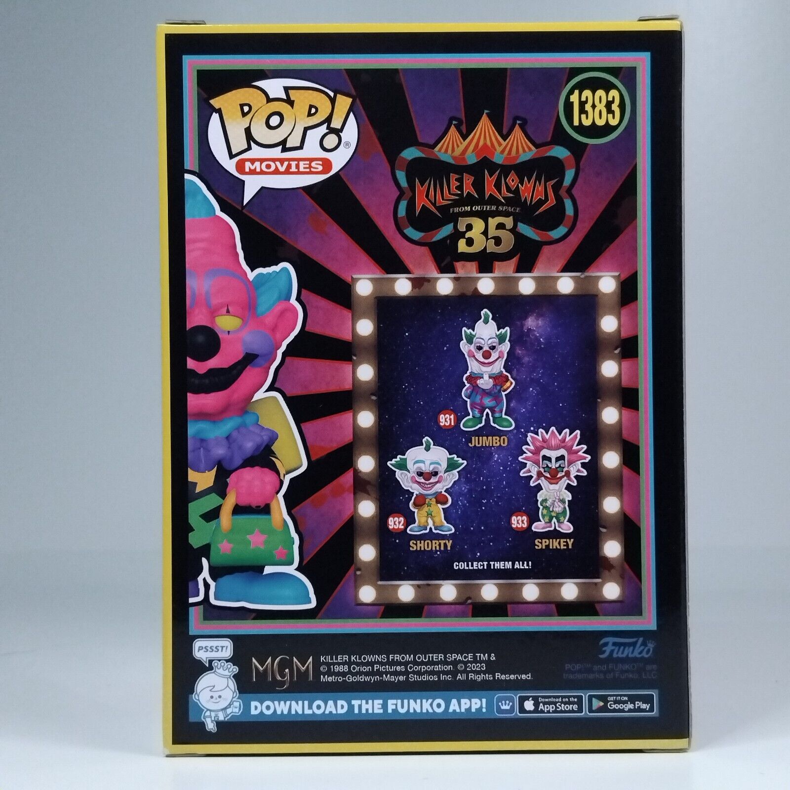 Funko Pop! Movies Horror Killer Klowns Blacklight Jumbo Gamestop Exclusive #1381