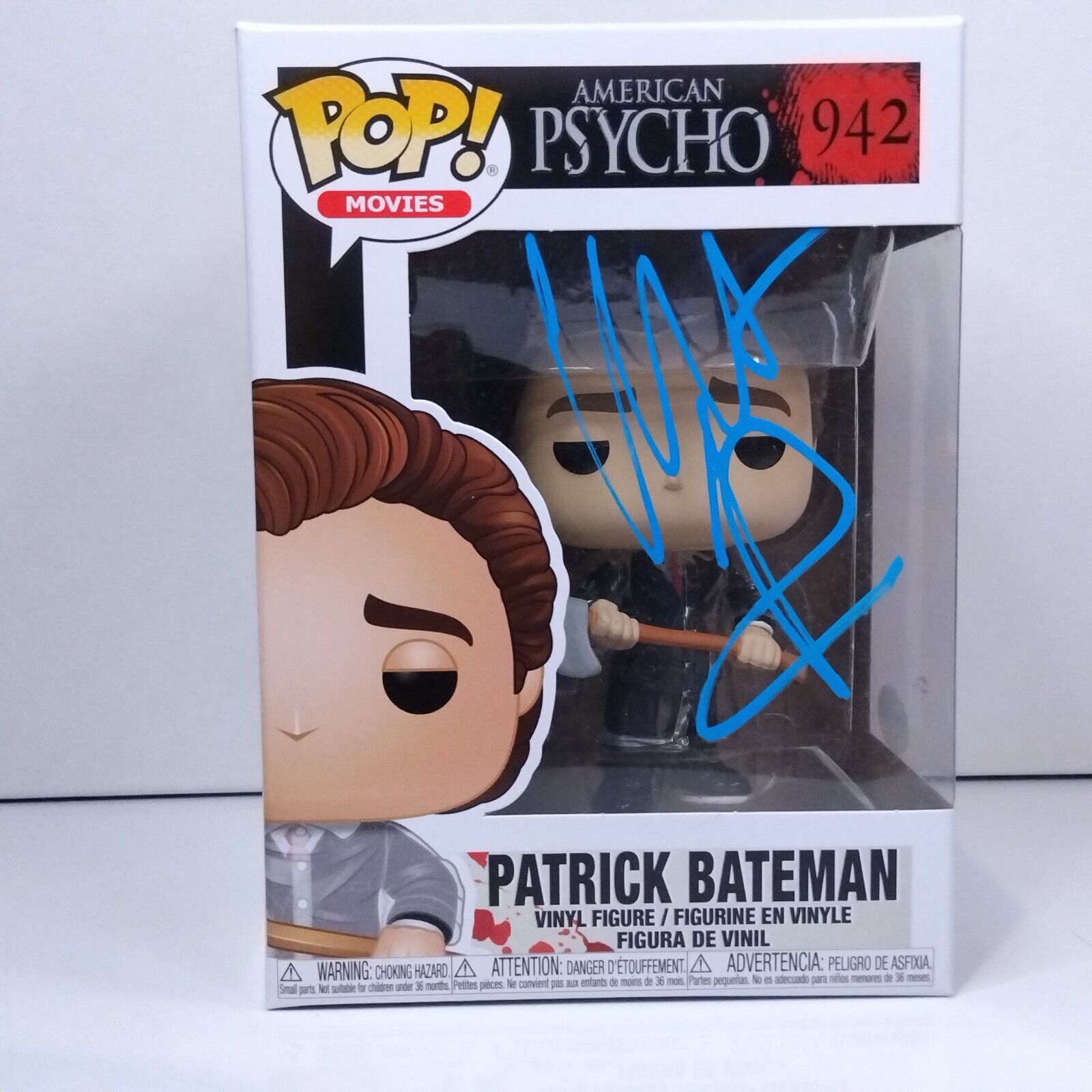 Funko Pop! Movies American Psycho Patrick Bateman Signed Christian Bale #942 WS