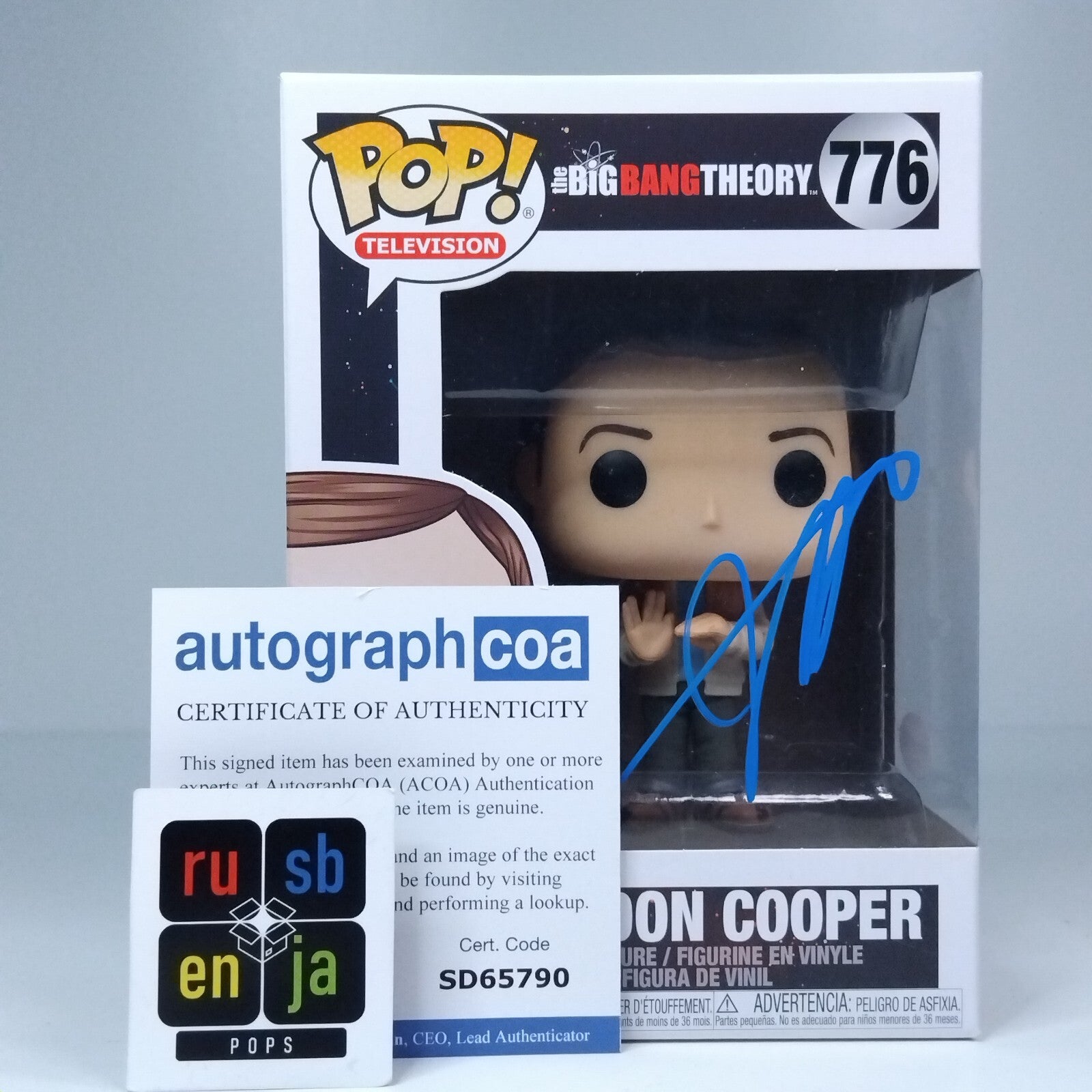 Funko Pop! TV Big Bang Young Sheldon Cooper Signed Iain Armitage #776 WS