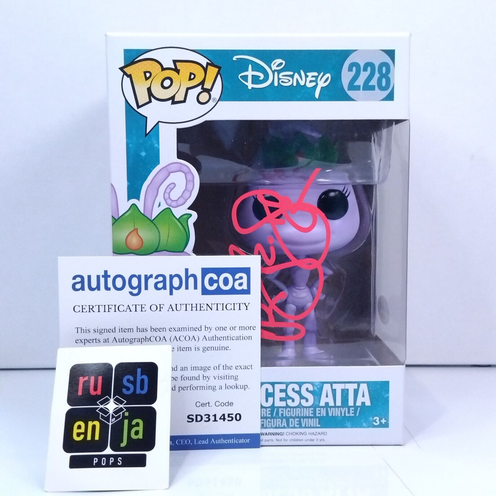 Funko Pop! Disney Bugs Life Princess Atta Signed Julia Louis-Dreyfus COA #228 WS