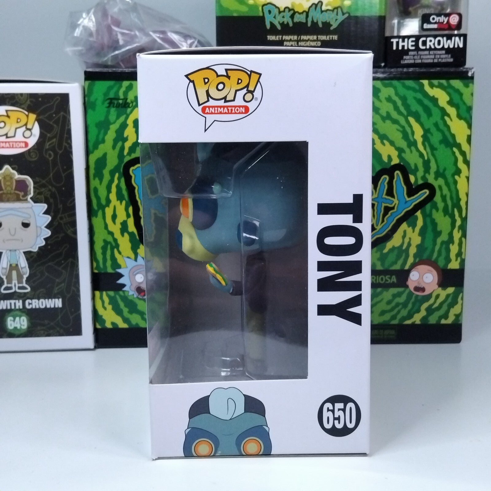 Funko Pop! Animation Rick and Morty - Gamestop Tony #650 & Rick with Crown #649