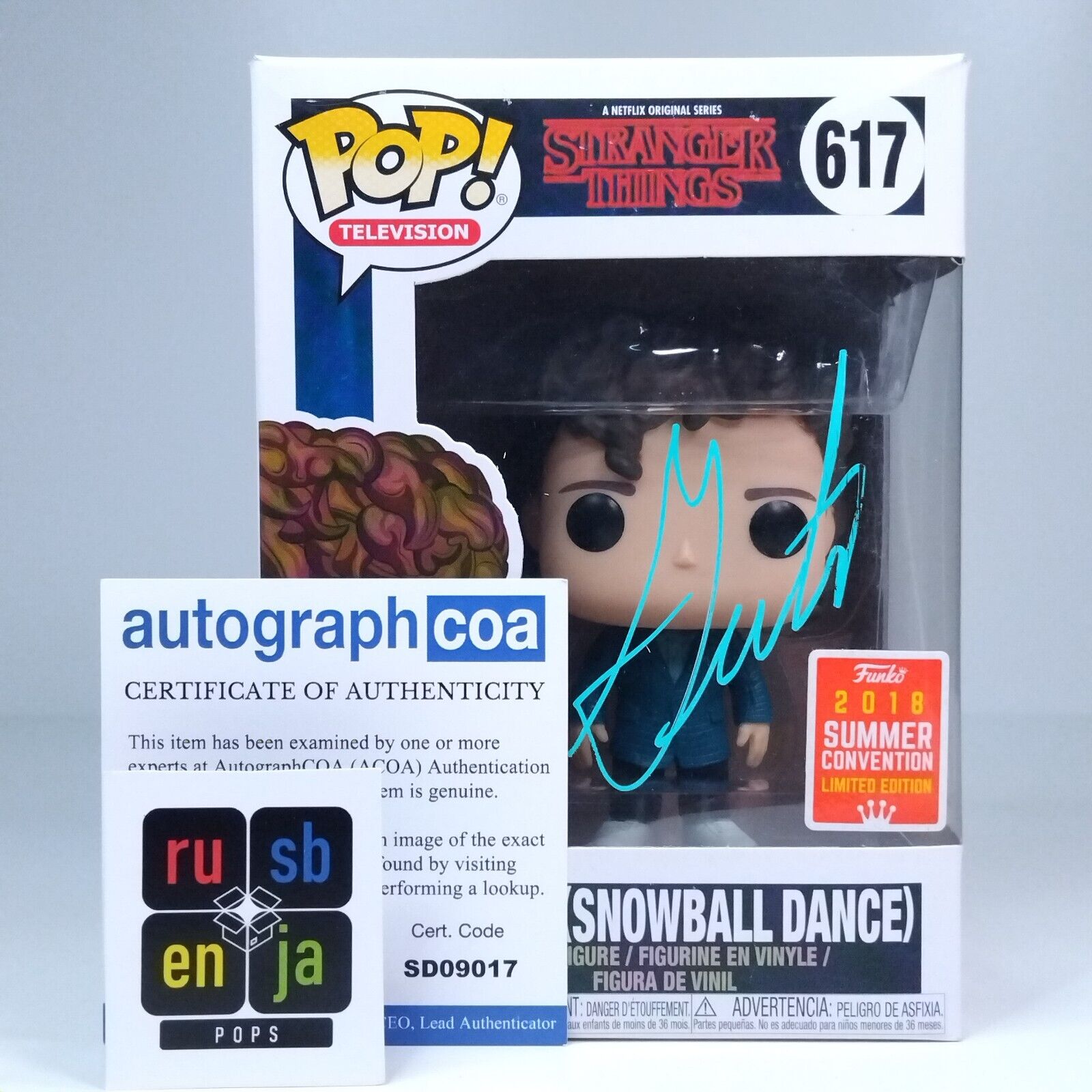 Funko Pop! TV Stranger Things Dustin Signed Gaten Matarazzo COA #617