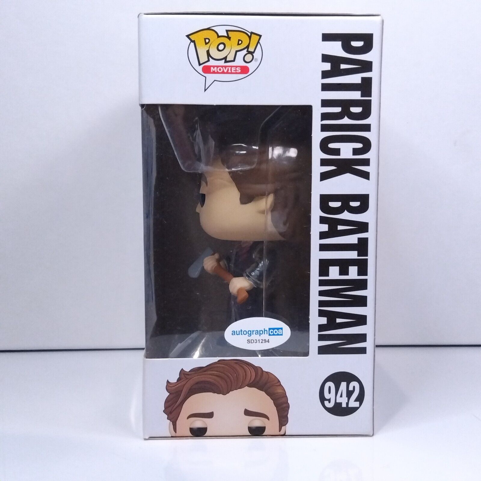 Funko Pop! Movies American Psycho Patrick Bateman Signed Christian Bale #942 WS