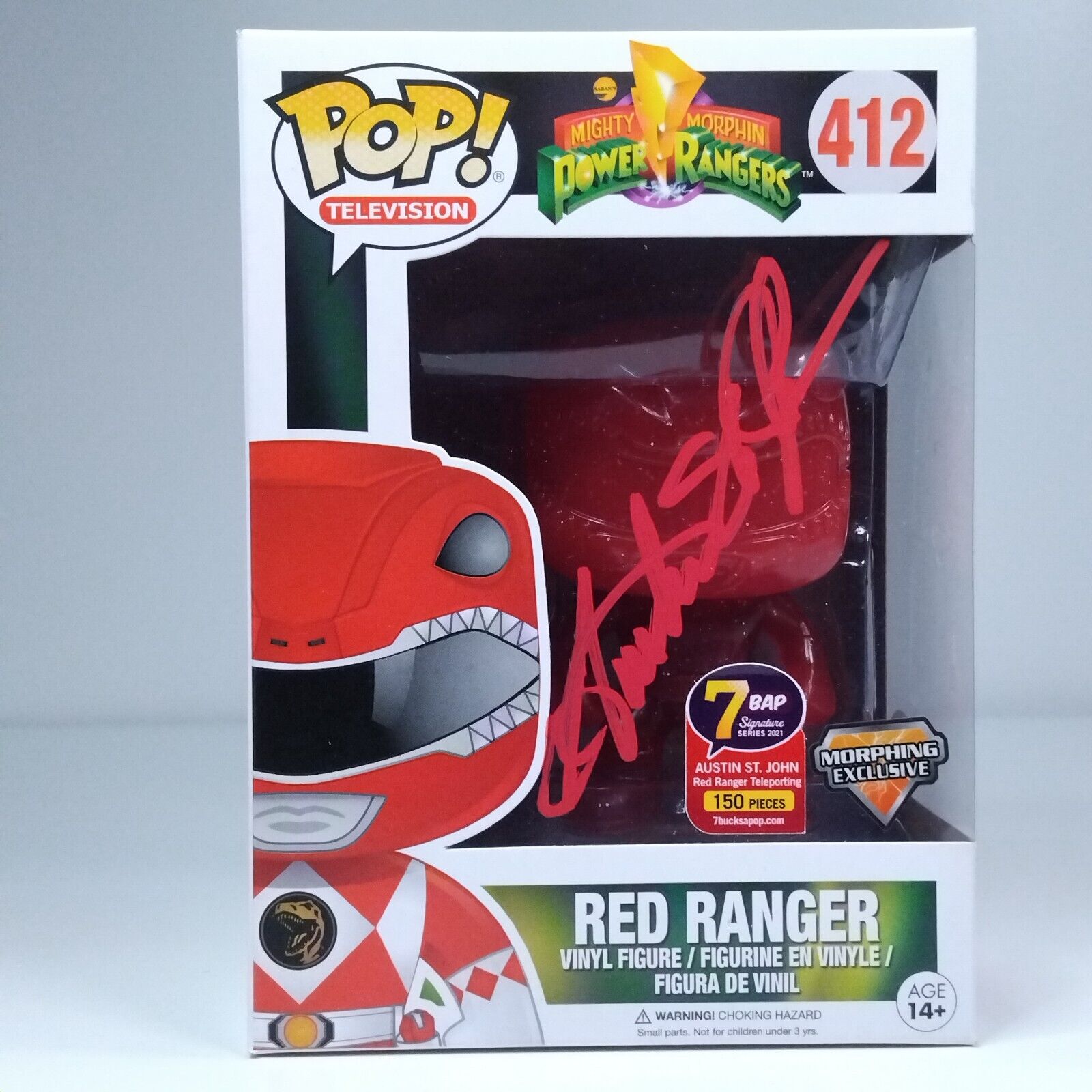 Funko Pop! TV Power Rangers Red Ranger Signed Austin St. John 7BAP COA #412