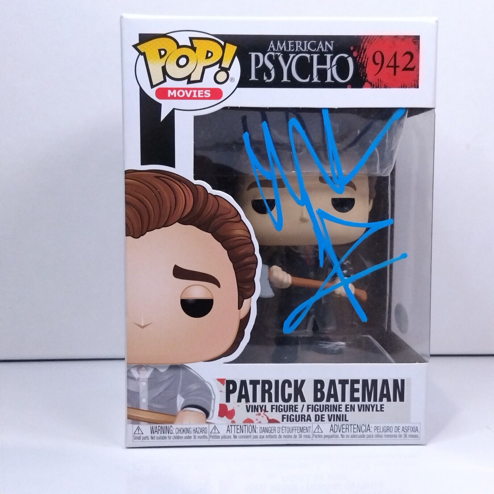 Funko Pop! Movies American Psycho Patrick Bateman Signed Christian Bale #942 WS