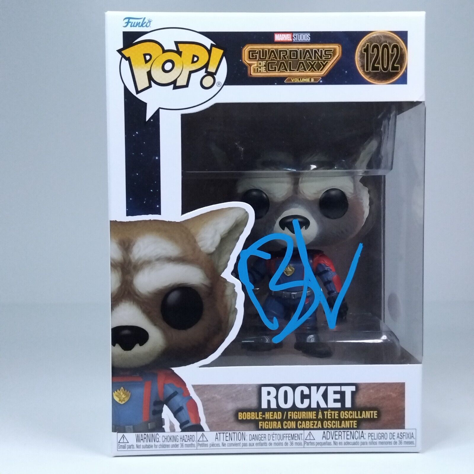 Funko Pop! Marvel Guardians Galaxy Rocket Signed Bradley Cooper COA #1202 WS