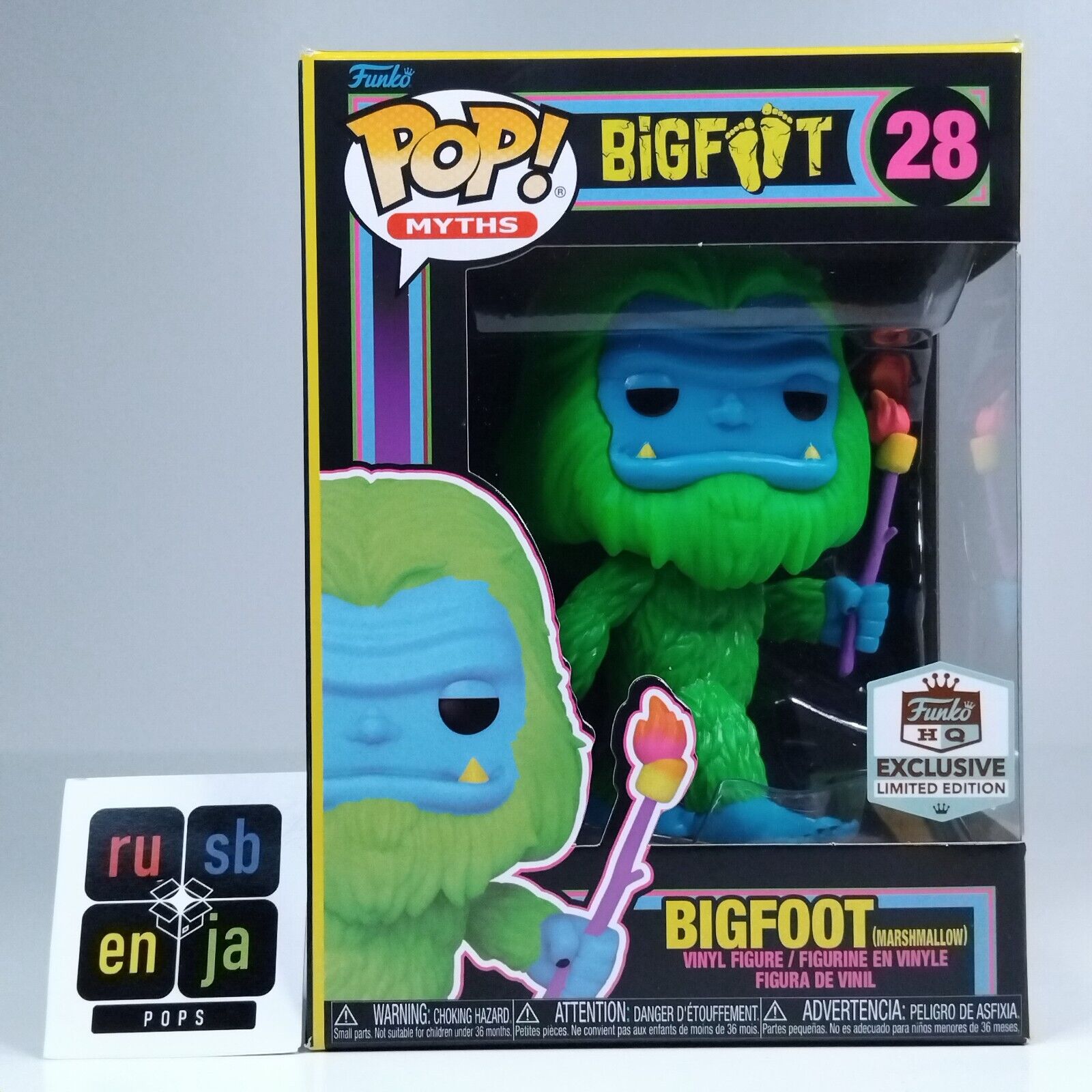 Funko Pop! Myths Blacklight Bigfoot Marshmallow HQ Exclusive #28