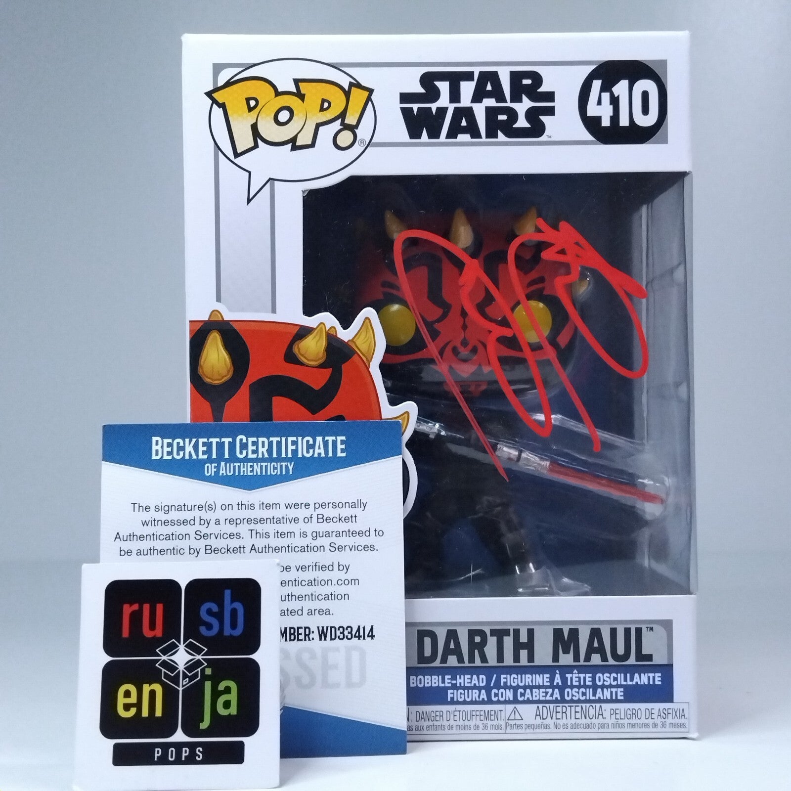 Funko Pop! Star Wars Darth Maul Signed Ray Park COA #410 WS