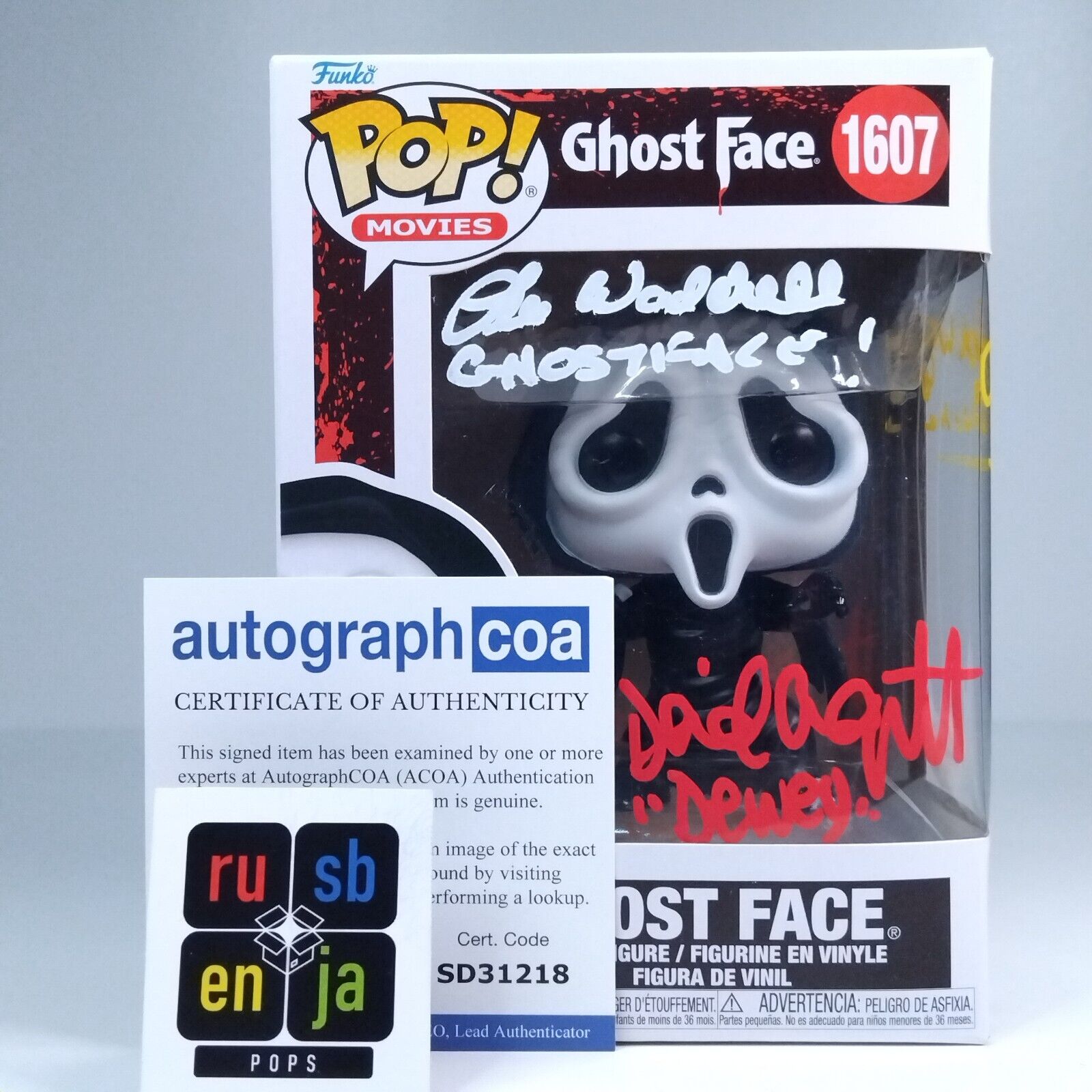 Funko Pop! Ghost Face 3x Signed Joseph Whipp Lee Waddell David Arquette #1607 WS