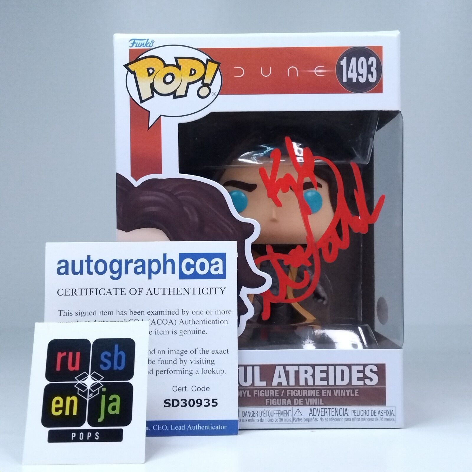 Funko Pop! Movies Dune Paul Atreides Signed Kyle Maclachlan COA #1493 WS