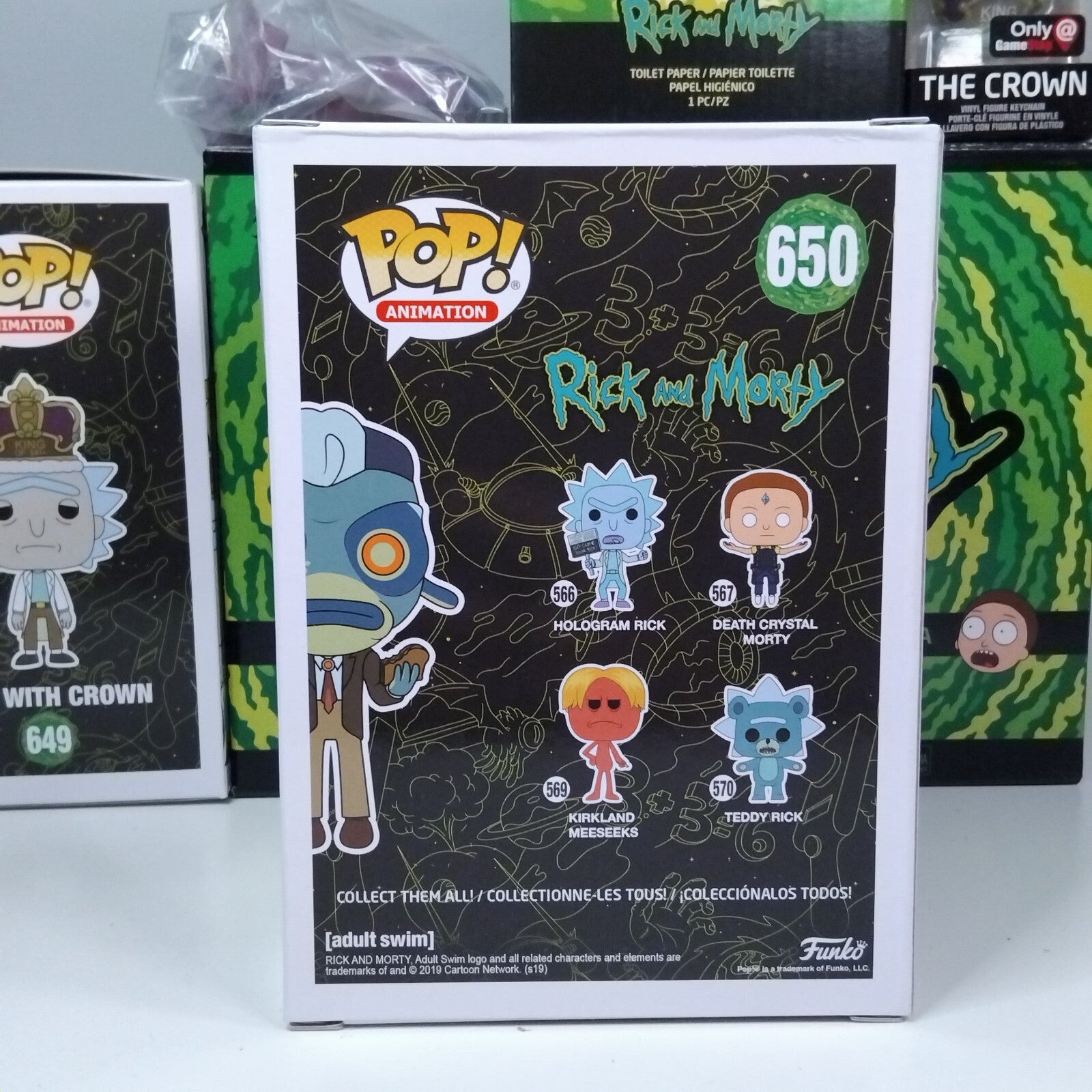 Funko Pop! Animation Rick and Morty - Gamestop Tony #650 & Rick with Crown #649
