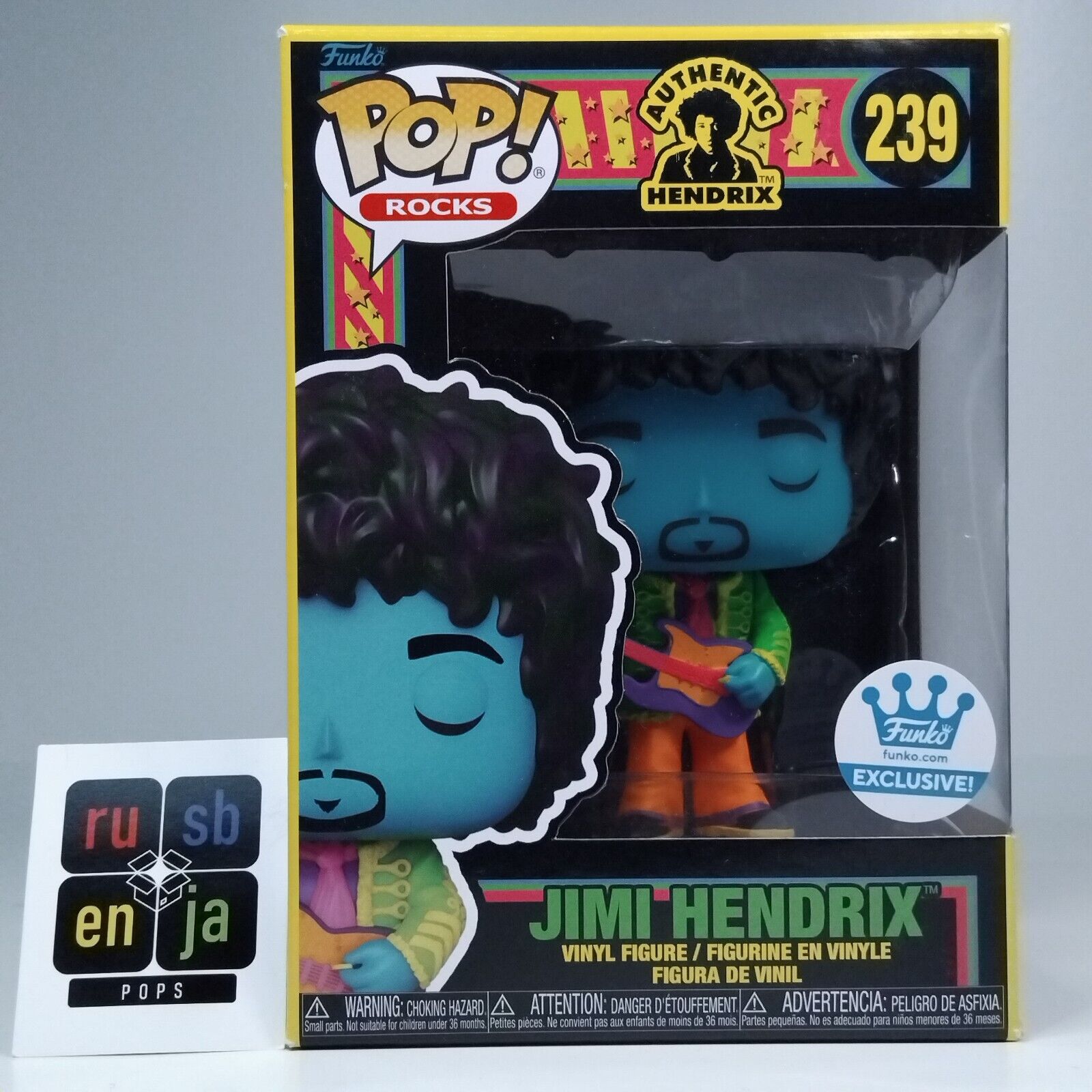 Funko Pop! Rocks Music Blacklight Jimi Hendrix Blue Exclusive #239