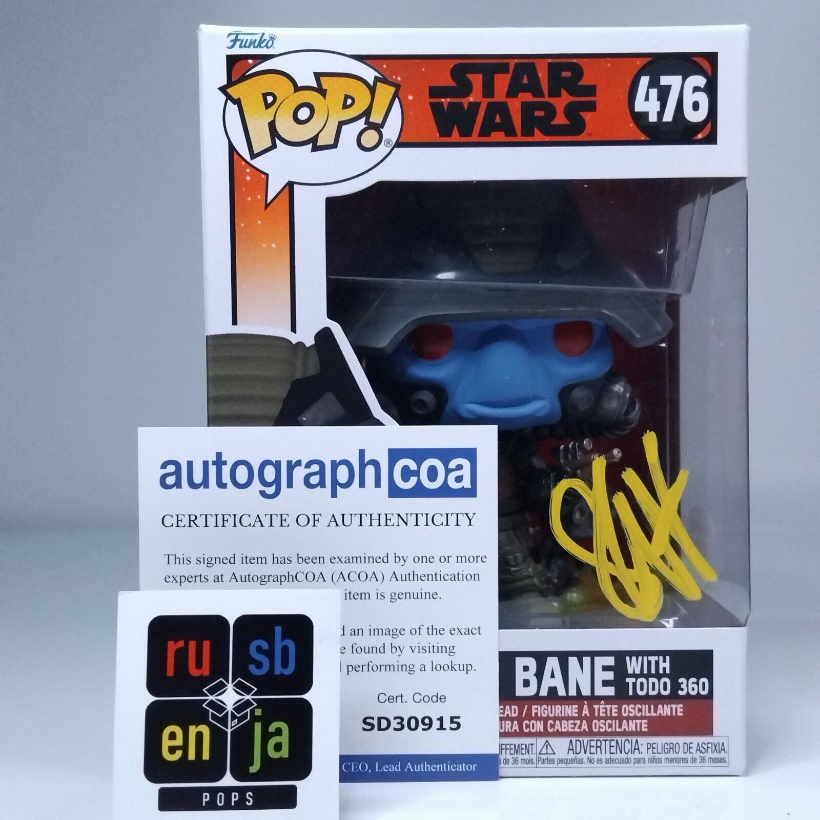 Funko Pop! Star Wars Cad Bane with Todo Signed Seth Green COA #476 WS