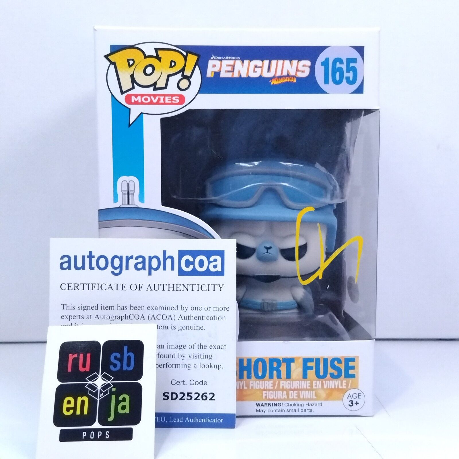 Funko Pop! Movies Penguins of Madagascar Short Fuse Signed Ken Jeong COA #165 WS