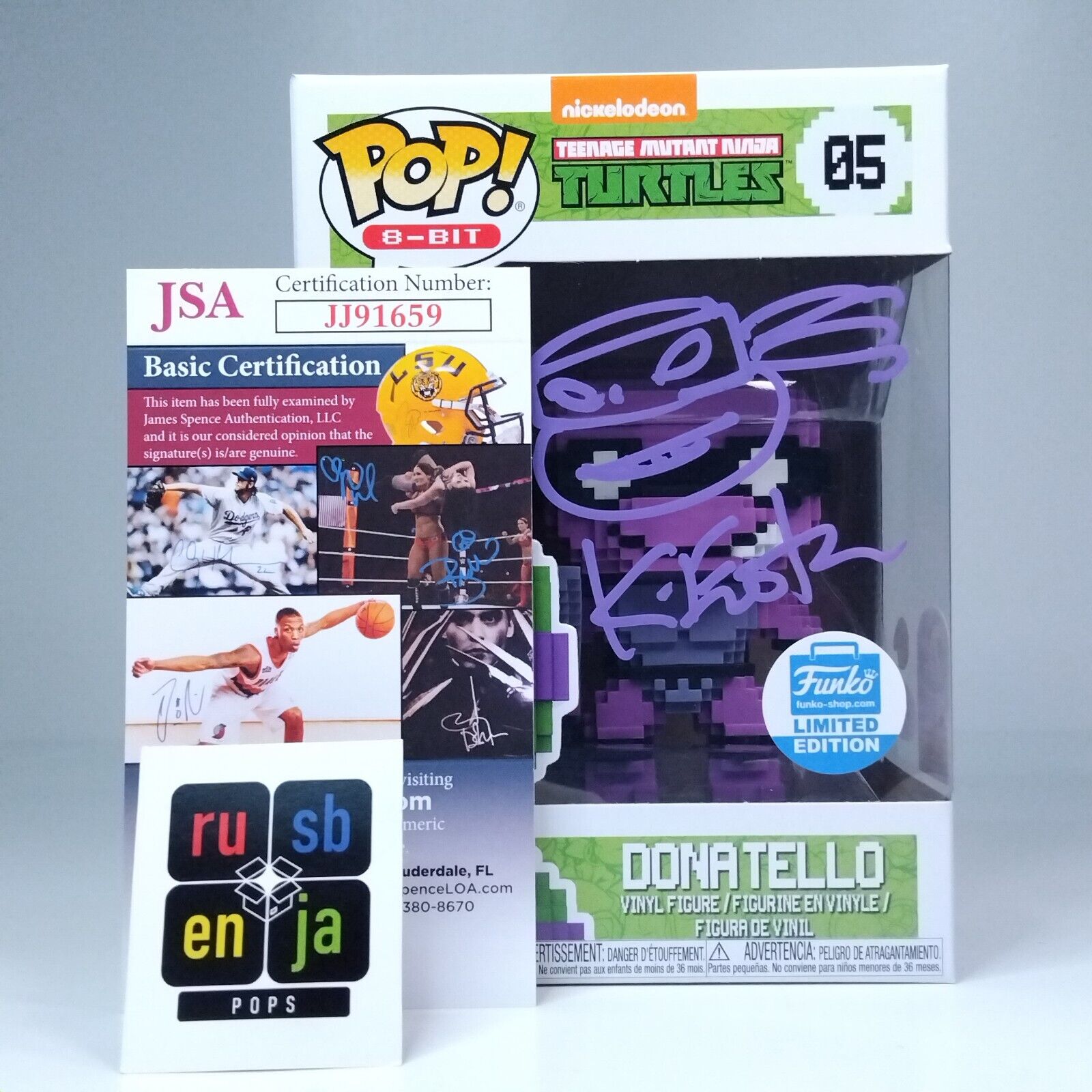 Funko Pop! 8-BIT TMNT Ninja Turtles Donatello Signed Kevin Eastman 7BAP COA #06