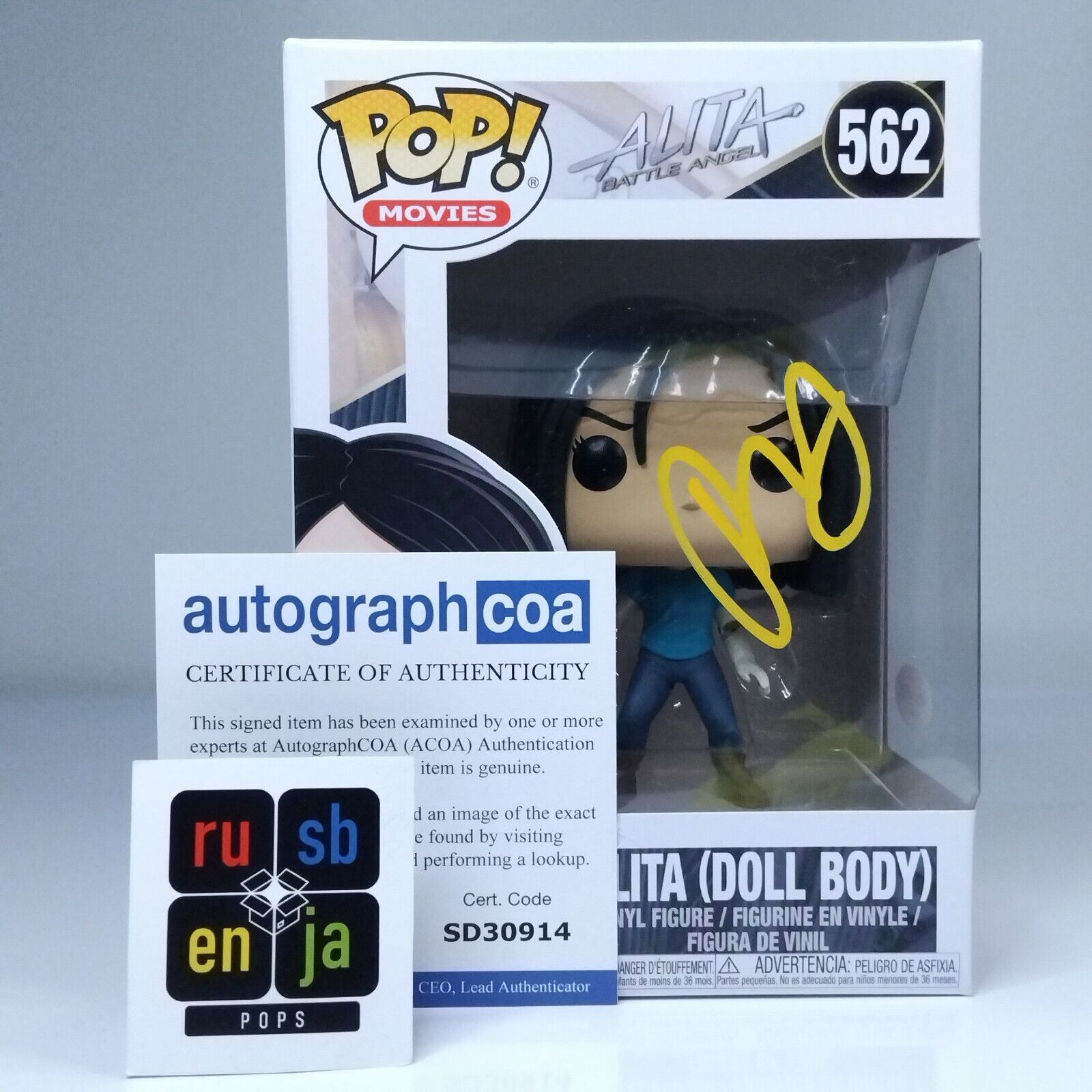 Funko Pop! Movies Alita Battle Angel Signed Rosa Salazar COA #562 WS