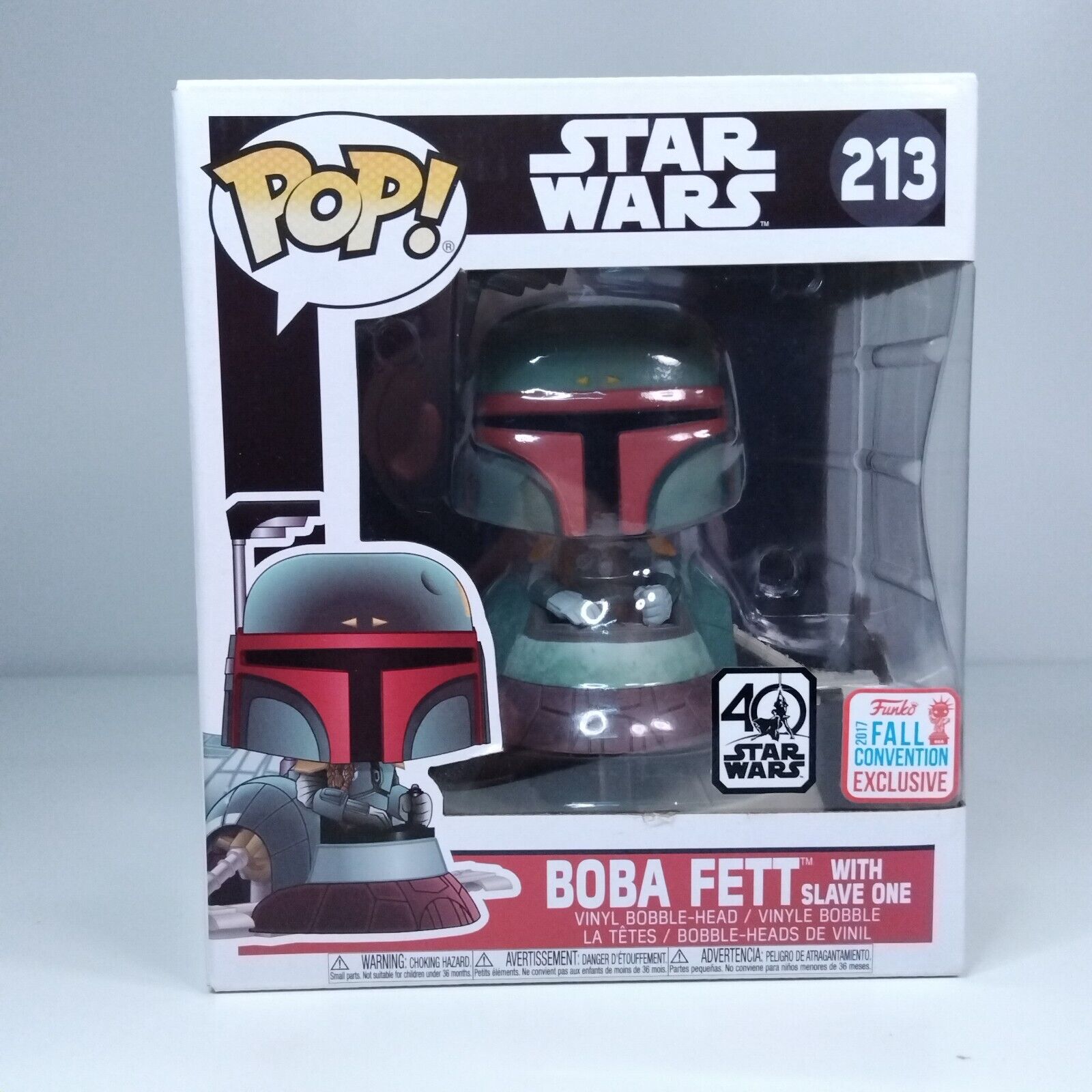 Funko Pop! Star Wars Boba Fett with Slave One Exclusive #213 FADED BOX SIDE