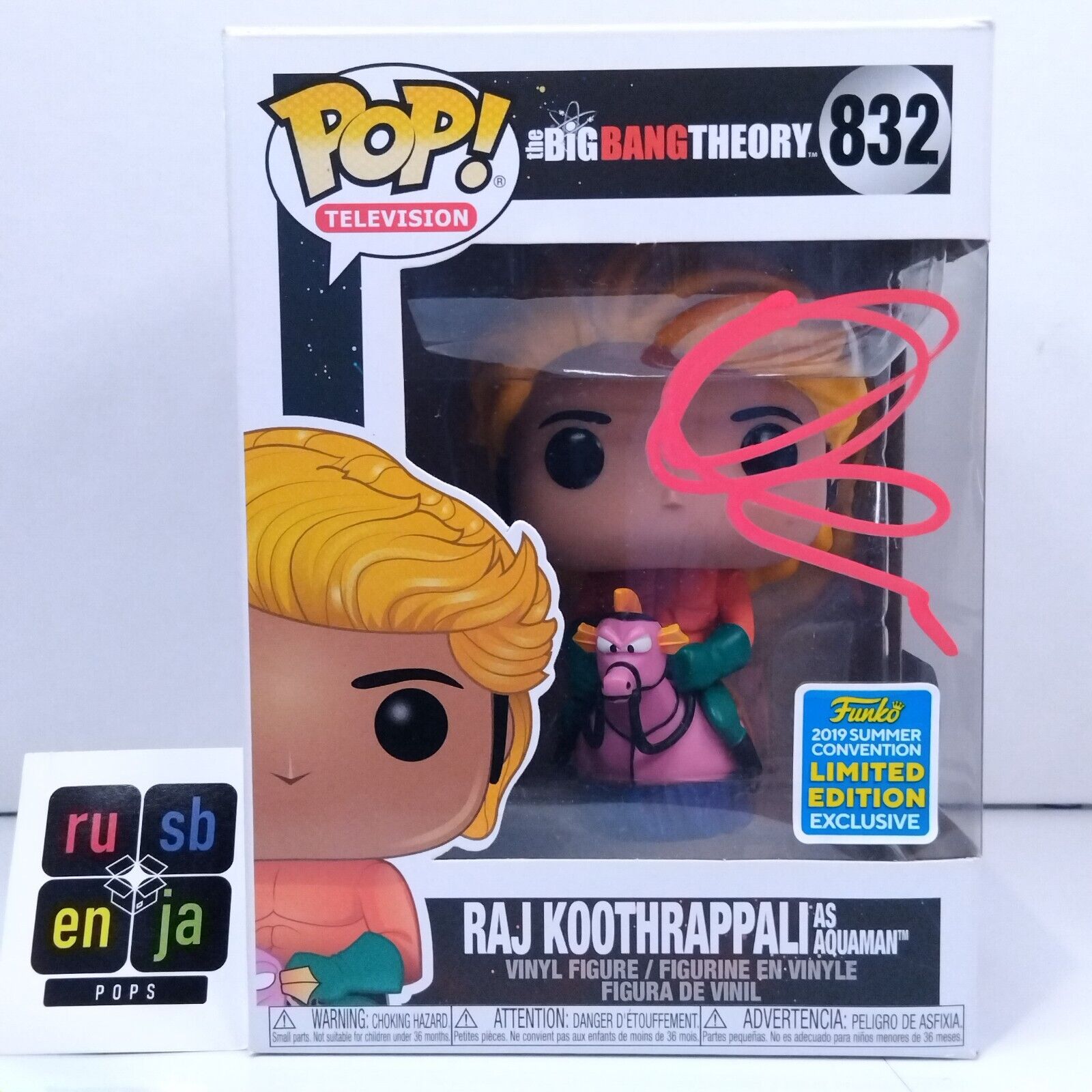 Funko Pop! TV The Big Bang Theory Raj Koothrappali Signed Kunal Nayyar #832 WS