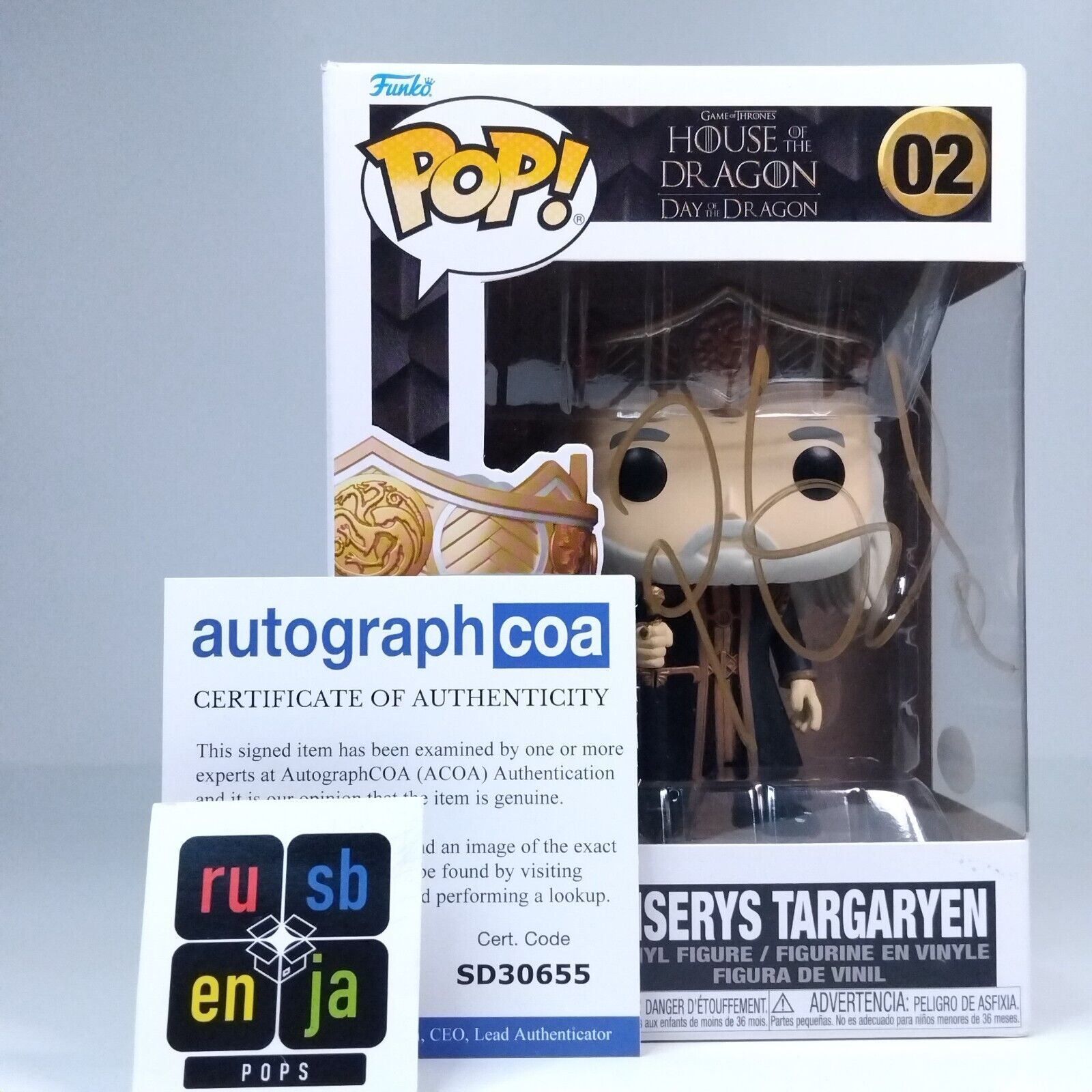 Funko Pop! TV House of Dragon Viserys Targaryen Signed Paddy Considine COA #02