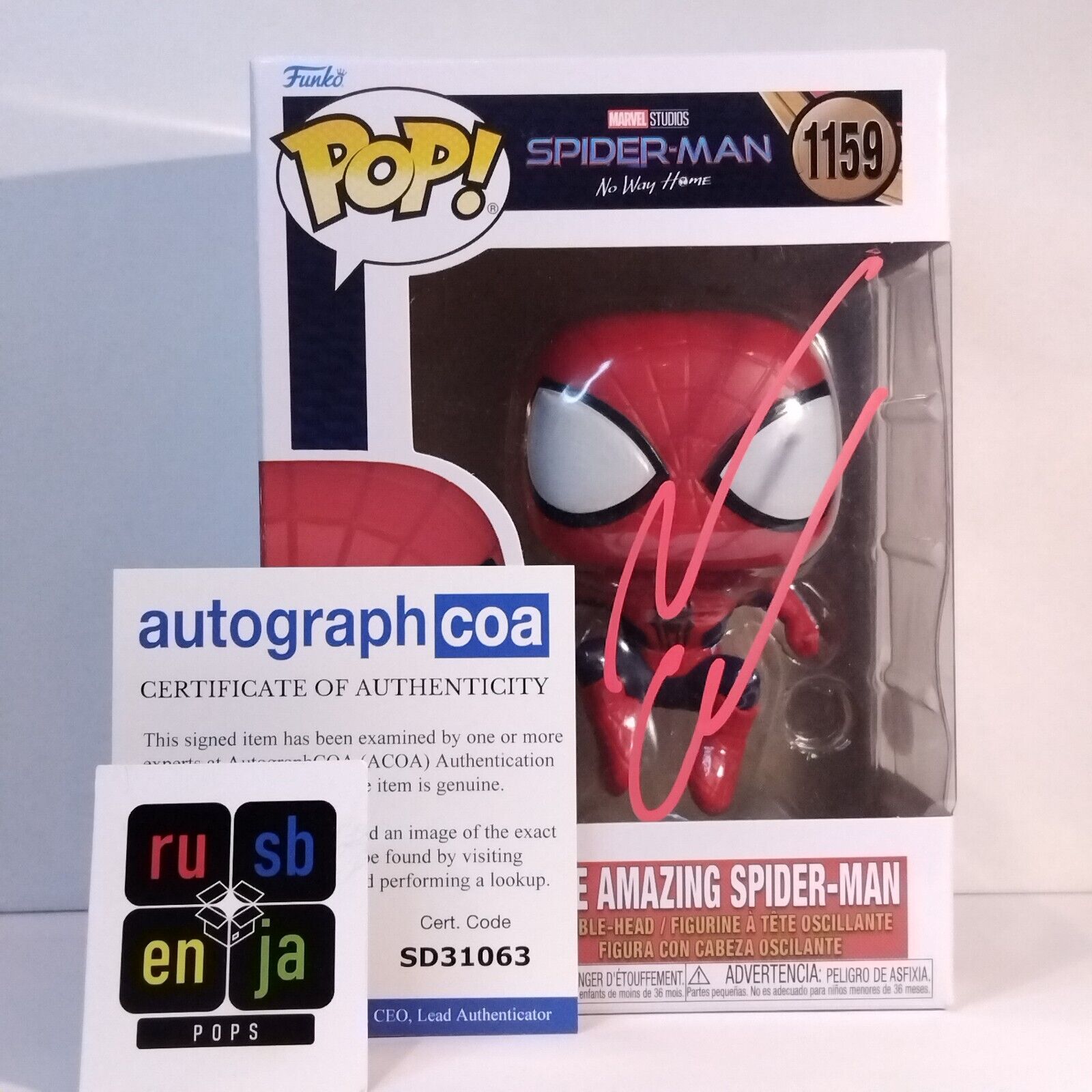 Funko Pop! Marvel The Amazing Spider-Man Signed Andrew Garfield COA #1159 WS