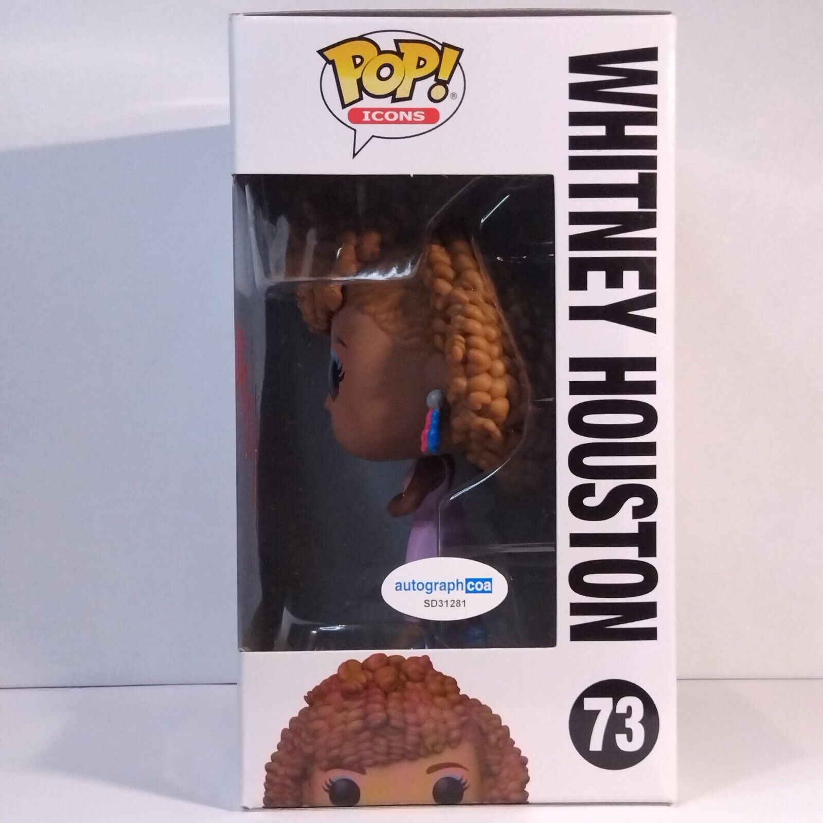 Funko Pop! Rocks Music Icons Whitney Houston Signed Naomi Ackie COA #73 WS