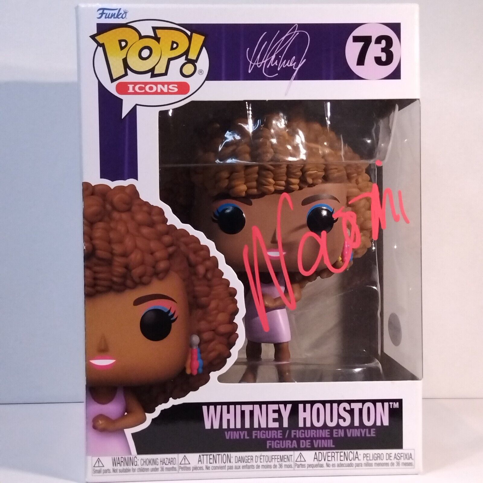 Funko Pop! Rocks Music Icons Whitney Houston Signed Naomi Ackie COA #73 WS