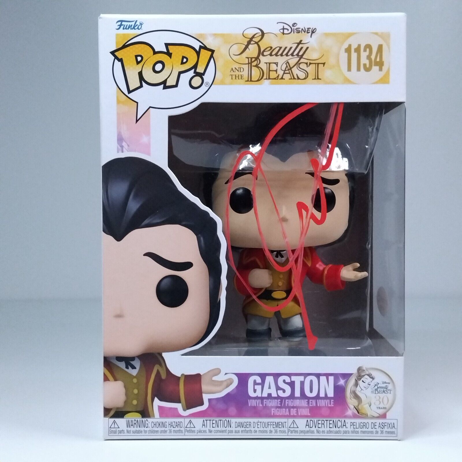 Funko Pop! Disney Beauty and the Beast Gaston Signed Luke Evans COA #1134 WS