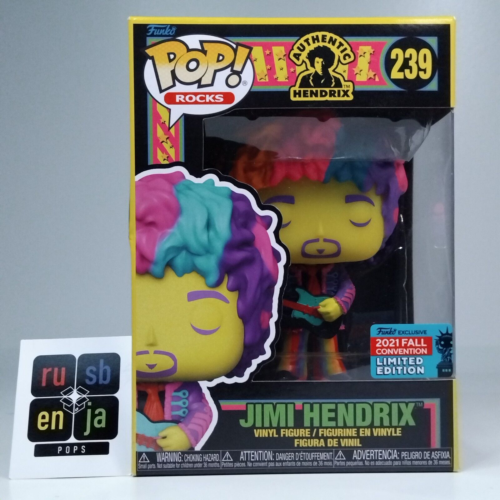 Funko Pop! Rocks Music Blacklight Jimi Hendrix Yellow Limited Edition #239