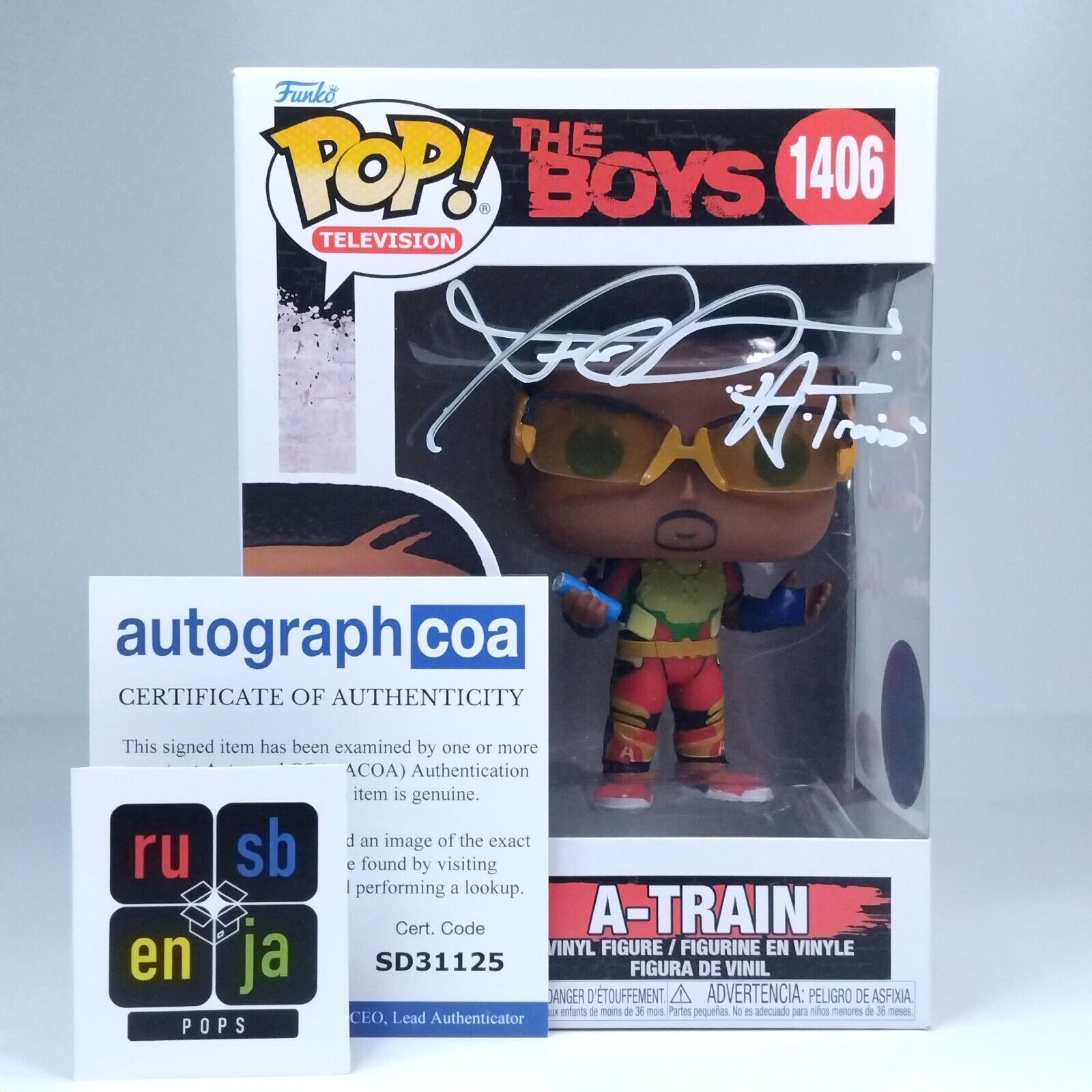 Funko Pop! TV The Boys A-Train Signed & Quote Jessie T Usher COA #1406