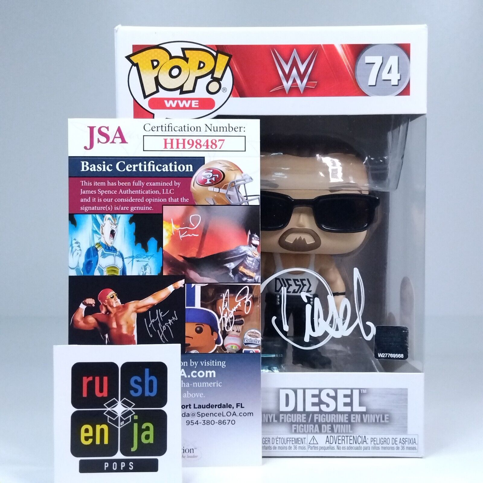 Funko Pop! WWE Diesel Signed Kevin Nash COA 7BAP #74