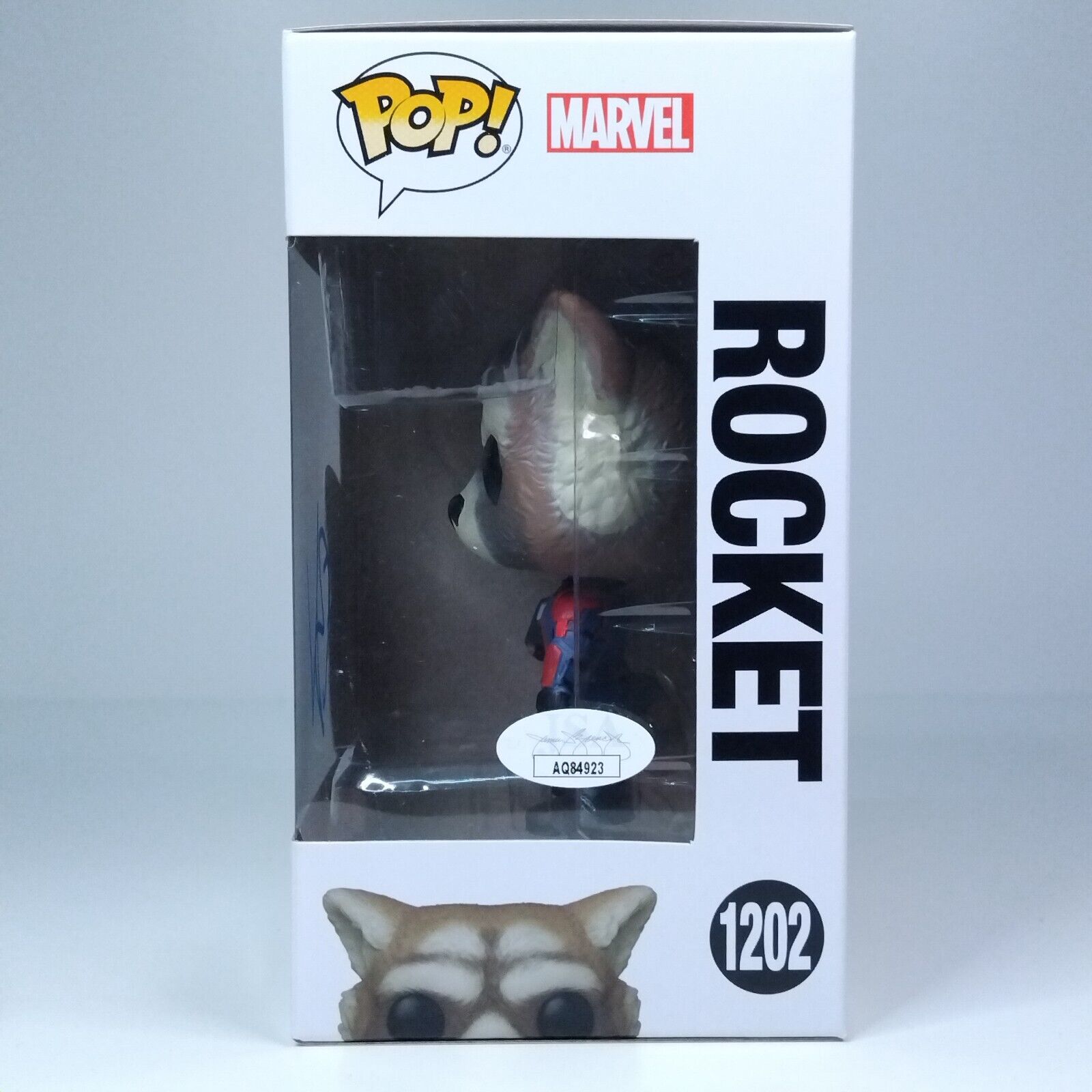 Funko Pop! Marvel Guardians Galaxy Rocket Signed Bradley Cooper COA #1202 WS