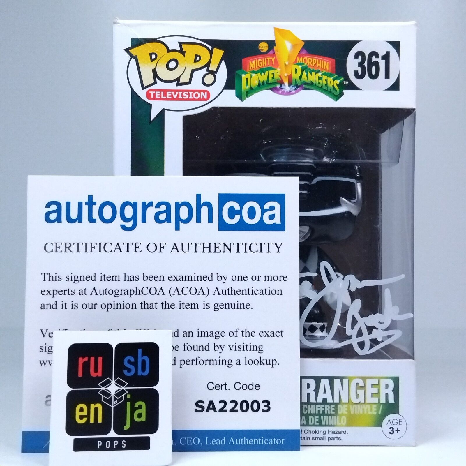 Funko Pop! TV Retro Power Rangers Black Ranger Walter Jones COA #361