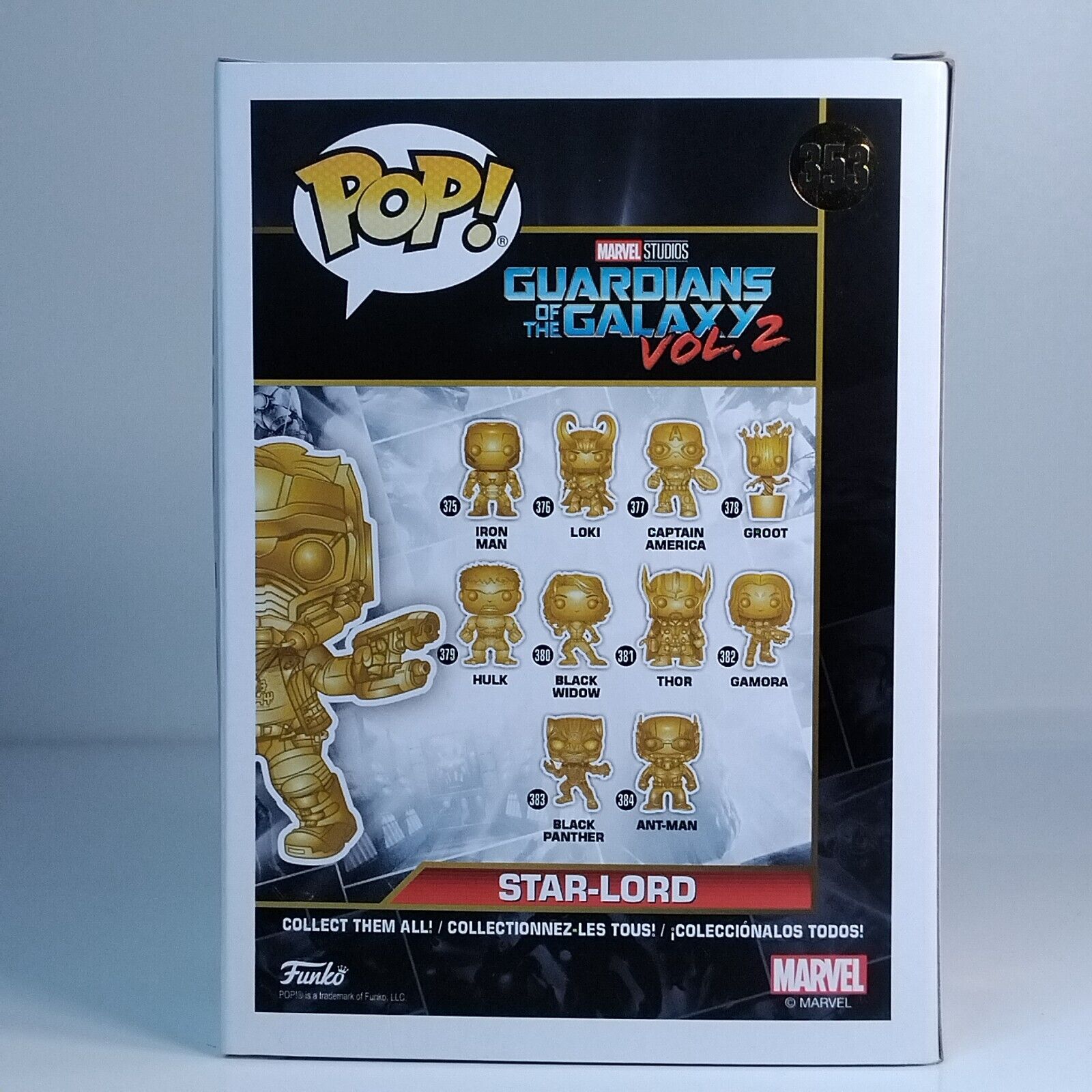 Funko Pop! Marvel Studios The First Ten Years Gold Chrome Star-Lord #353