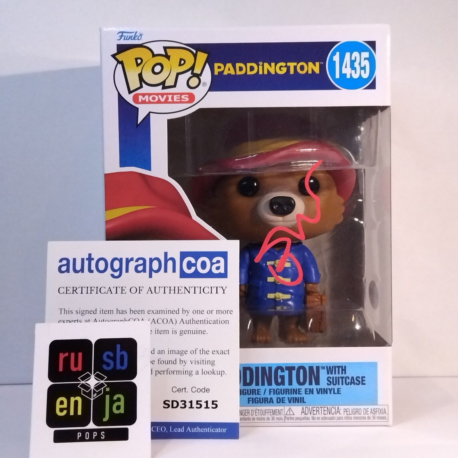 Funko Pop! Movies Paddington Signed Ben Whishaw COA #1435 WS