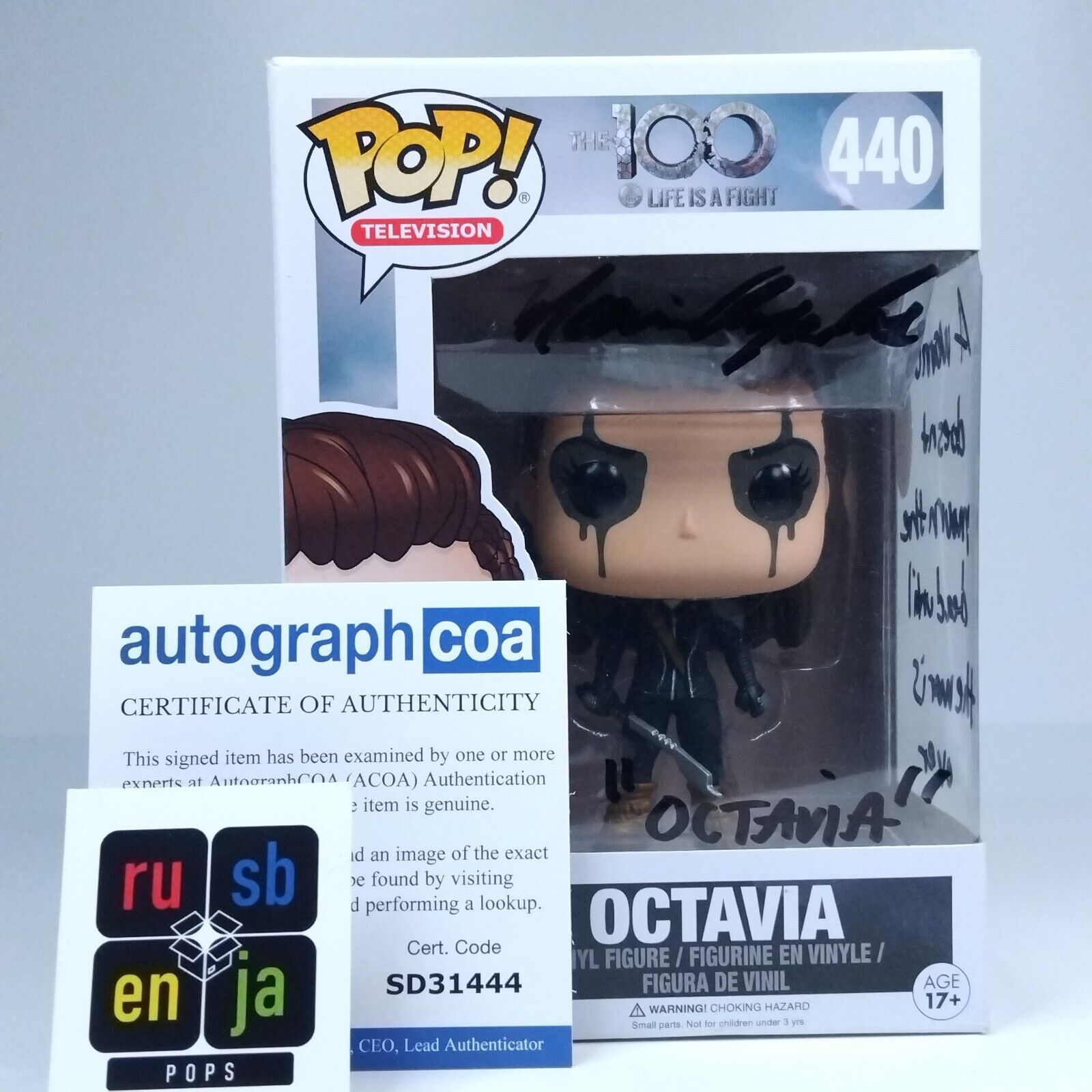 Funko Pop! TV The 100 Octavia Signed & Quote Marie Avgeropoulos COA #440 WS