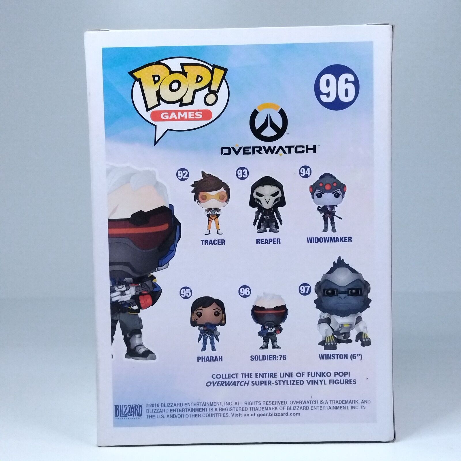 Funko Pop! Games Overwatch Soldier:76 Gamestop Exclusive #96 FADED BOX FRONT