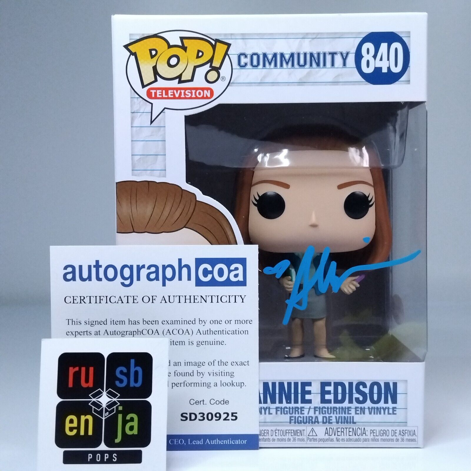 Funko Pop! TV Community Annie Edison Signed Alison Brie COA #840 WS