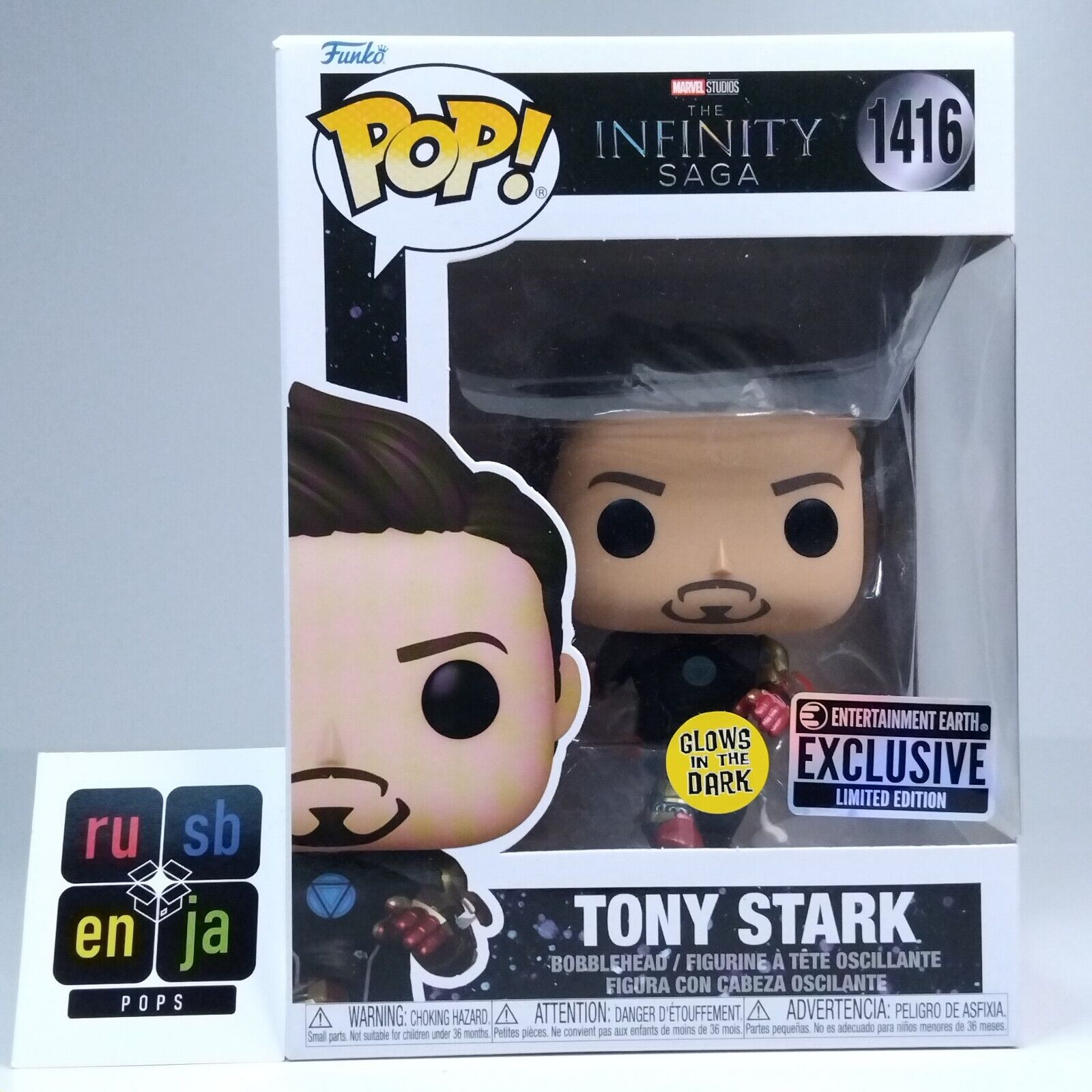 Funko Pop! Marvel Inifnity Saga Tony Stark Iron Man Glow in Dark Exclusive #1416