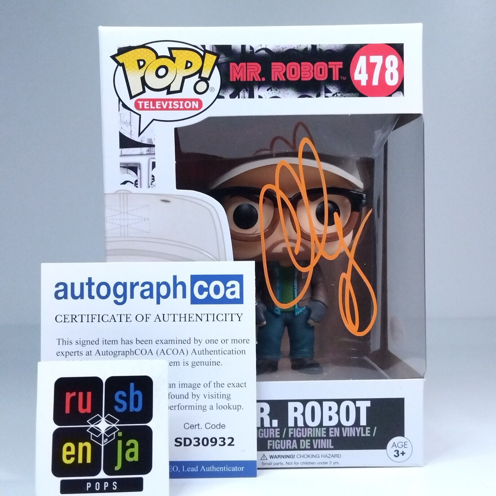 Funko Pop! TV Mr. Robot Signed Christian Slater COA #478 WS