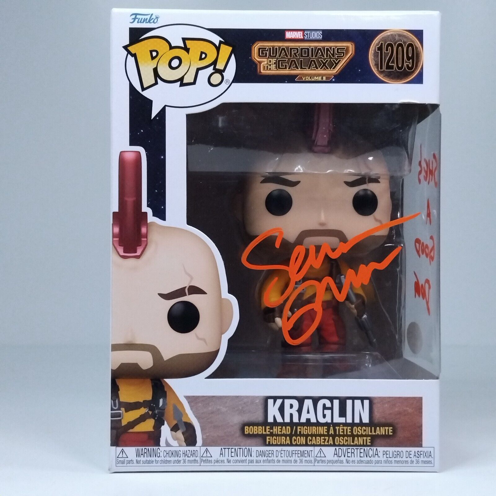 Funko Pop! Marvel Guardians Galaxy Kraglin Signed w/Quote Sean Gunn COA #1209