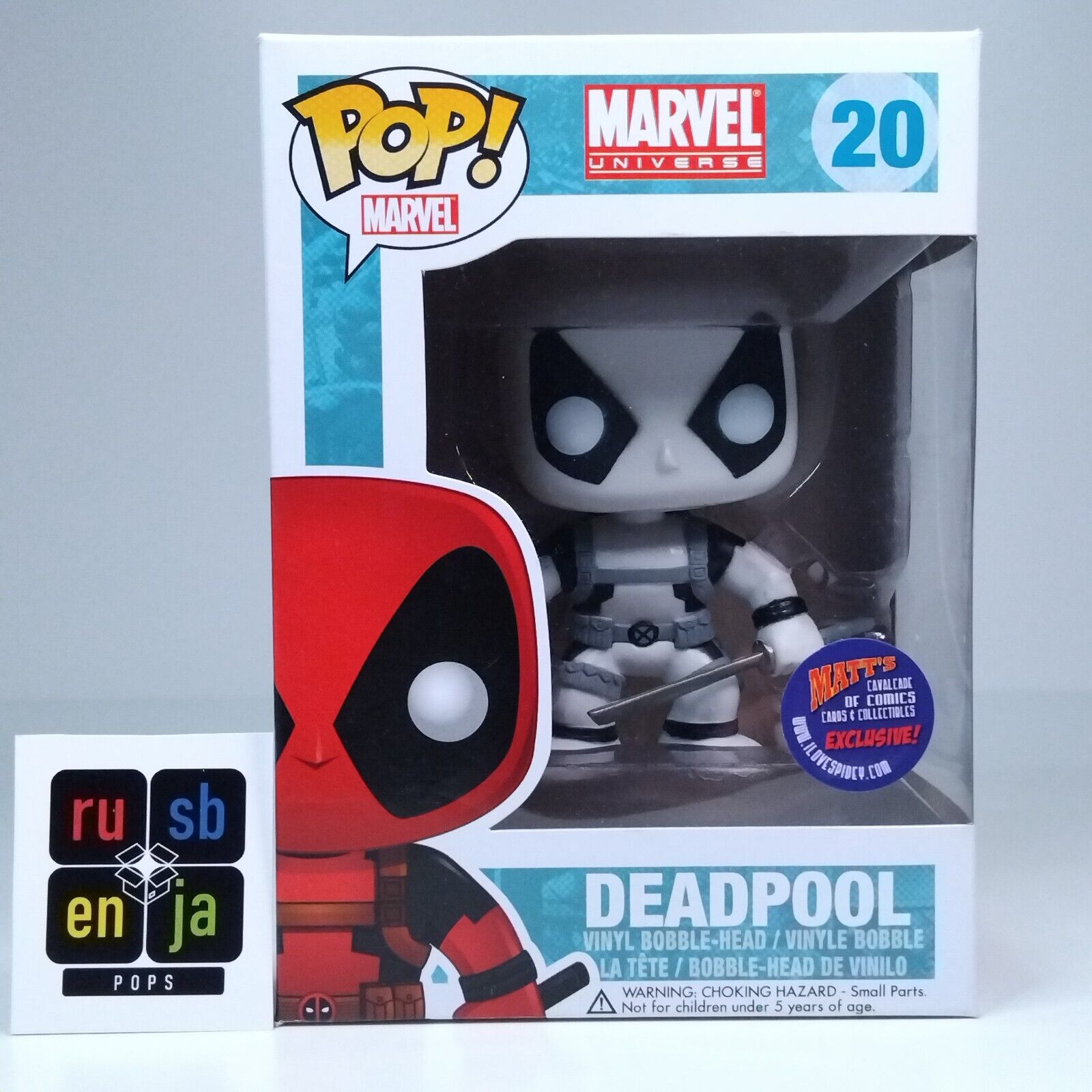 Funko Pop! Marvel Deadpool White Matt's Collectibles Head ERROR GLOW #20