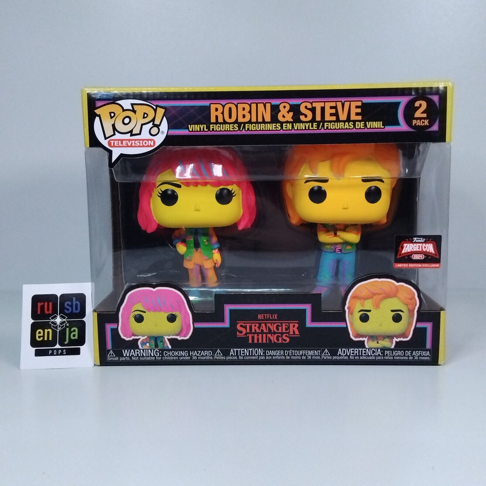 Funko Pop! TV Stranger Things Blacklight Robin & Steve Target Con 2 Pack