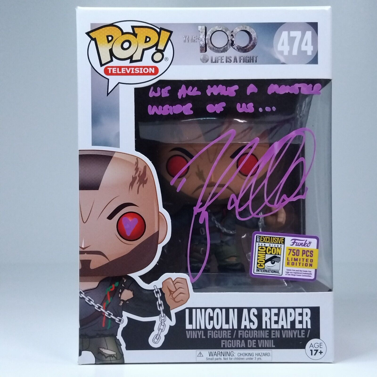 Funko Pop! TV The 100 Lincoln as Reaper SDCC Signed Ricky Whittle COA #474