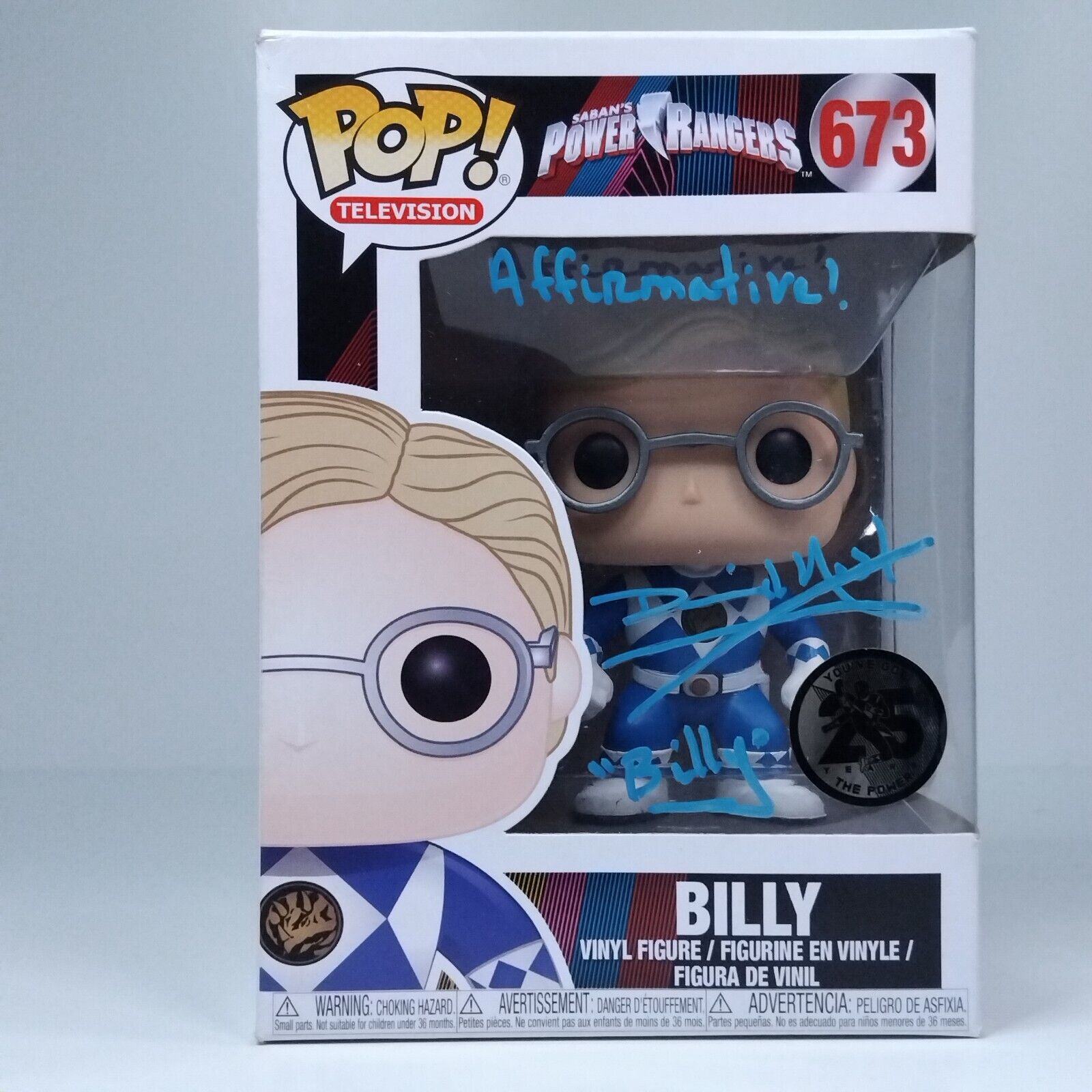 Funko Pop! TV Retro Power Rangers Billy Signed w/Quote David Yost COA #673