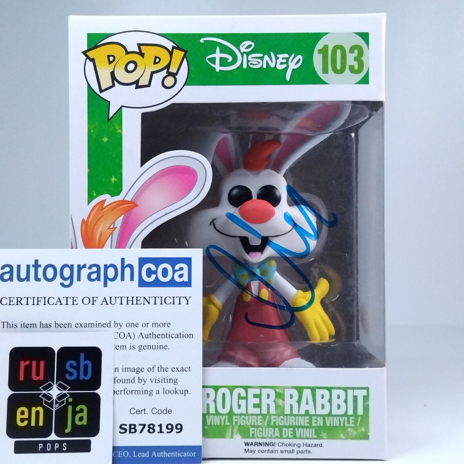 Funko Pop! Disney Roger Rabbit Signed Charles Fleischer COA #103 WS